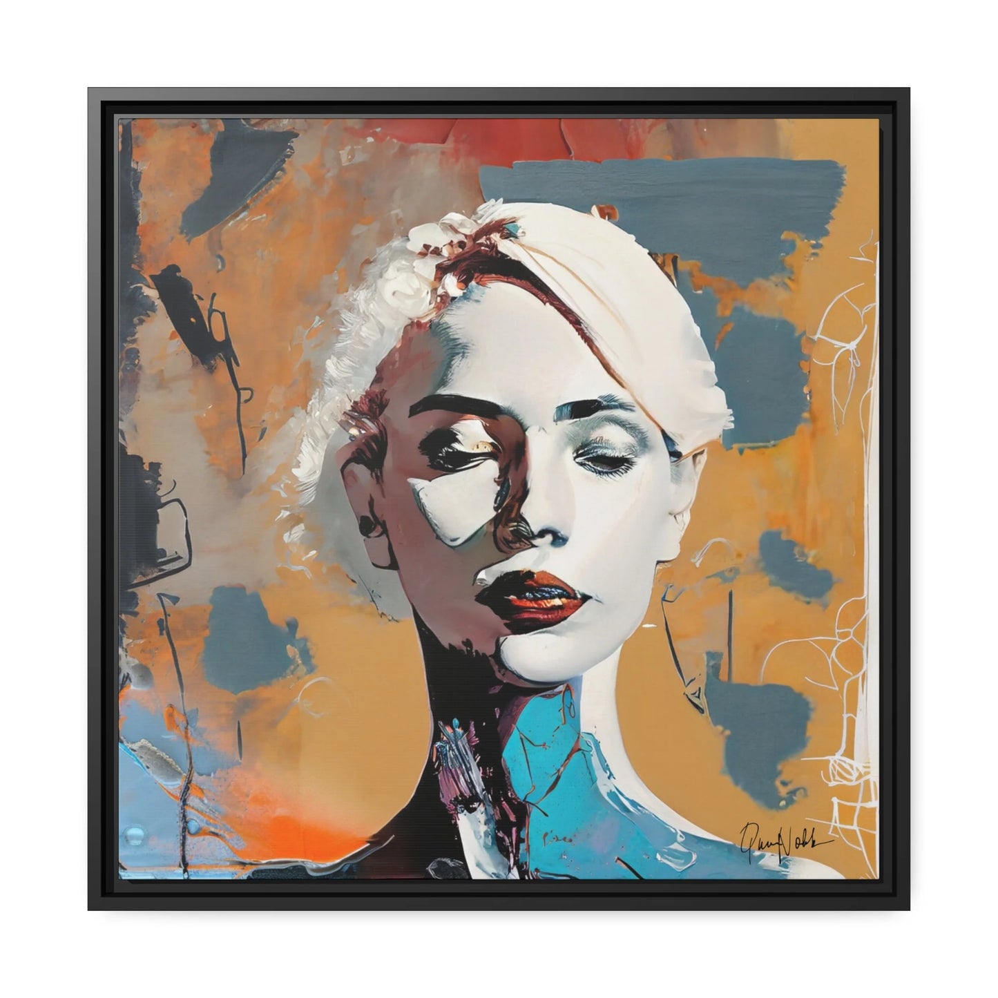 Abstract Portrait of a Woman - Framed Canvas Wall Art