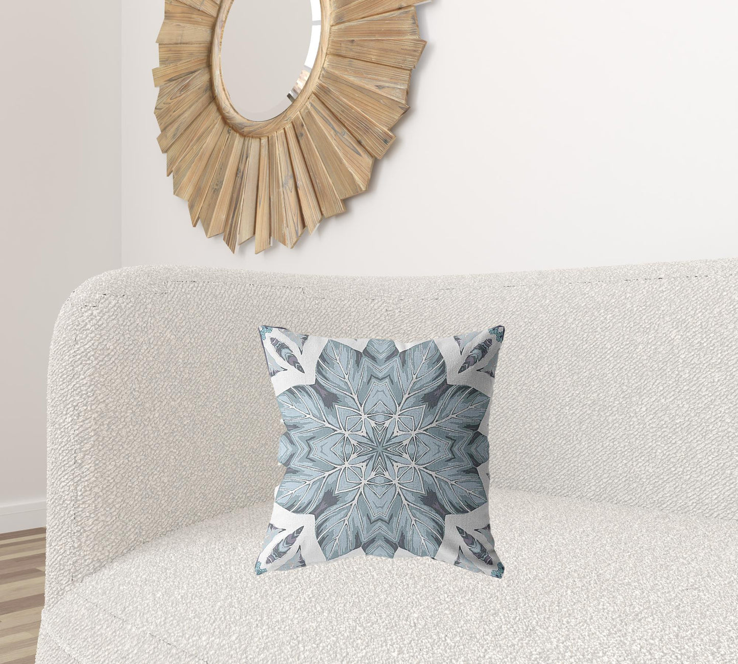 18" Blue Floral Forest Zippered Suede Throw Pillow-1