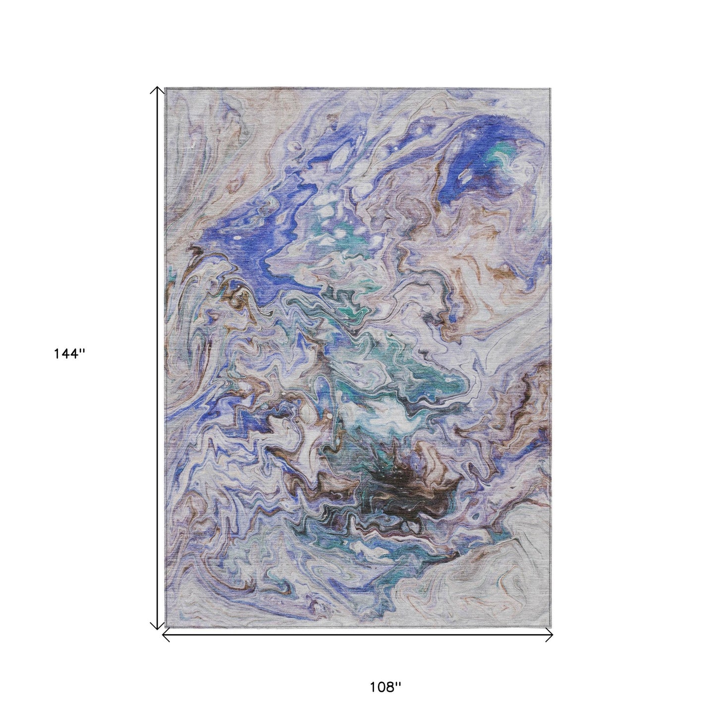 9' X 12' Beige Blue And Taupe Abstract Washable Indoor Outdoor Area Rug-2