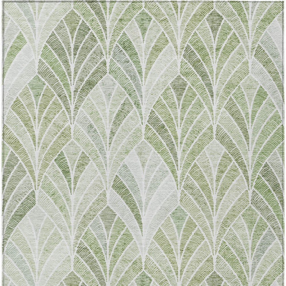 8' X 10' Sage Artichoke Green And Mint Green Geometric Washable Indoor Outdoor Area Rug-7