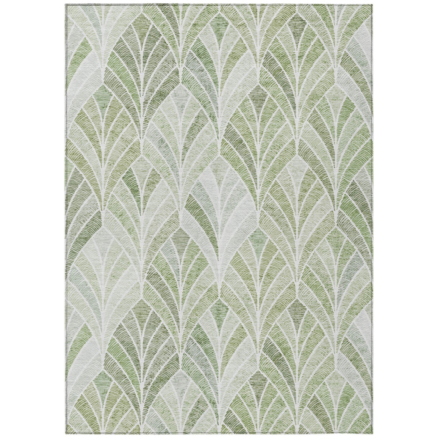 8' X 10' Sage Artichoke Green And Mint Green Geometric Washable Indoor Outdoor Area Rug-1