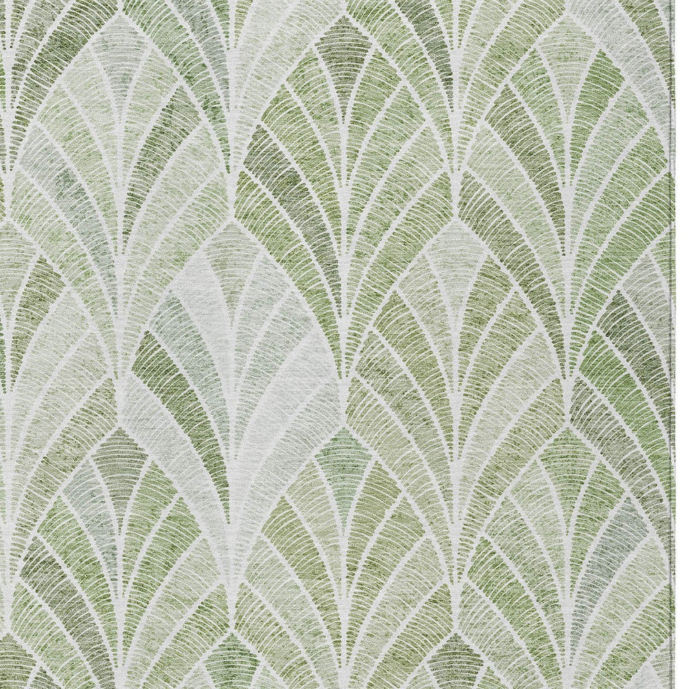 8' X 10' Sage Artichoke Green And Mint Green Geometric Washable Indoor Outdoor Area Rug-6