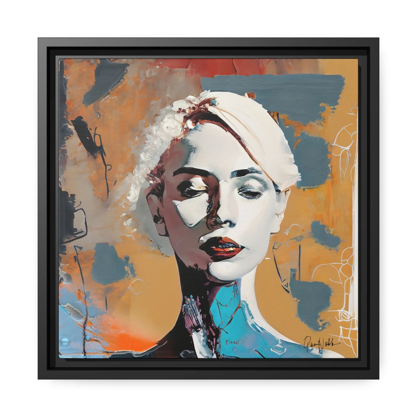 Abstract Portrait of a Woman - Framed Canvas Wall Art