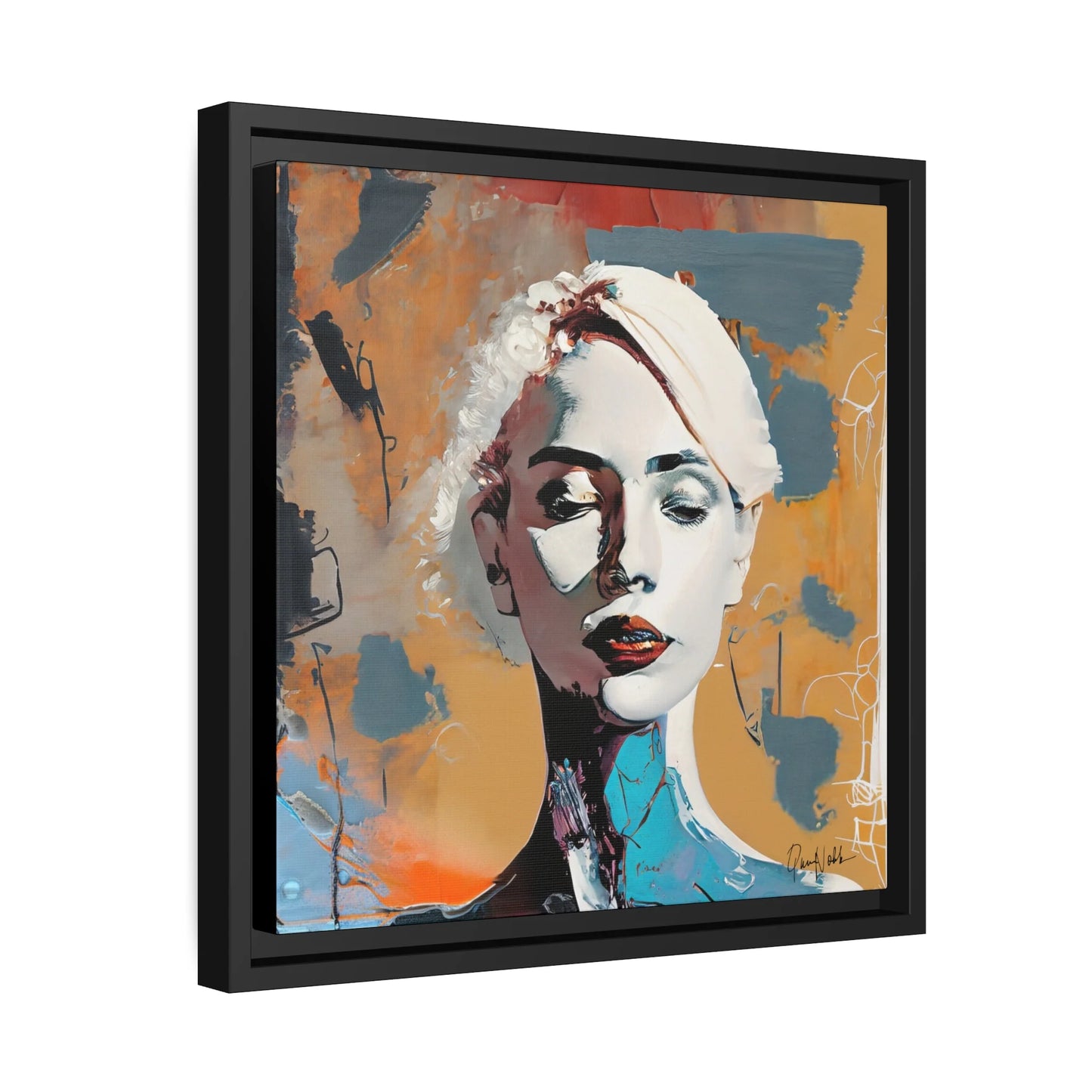 Abstract Portrait of a Woman - Framed Canvas Wall Art