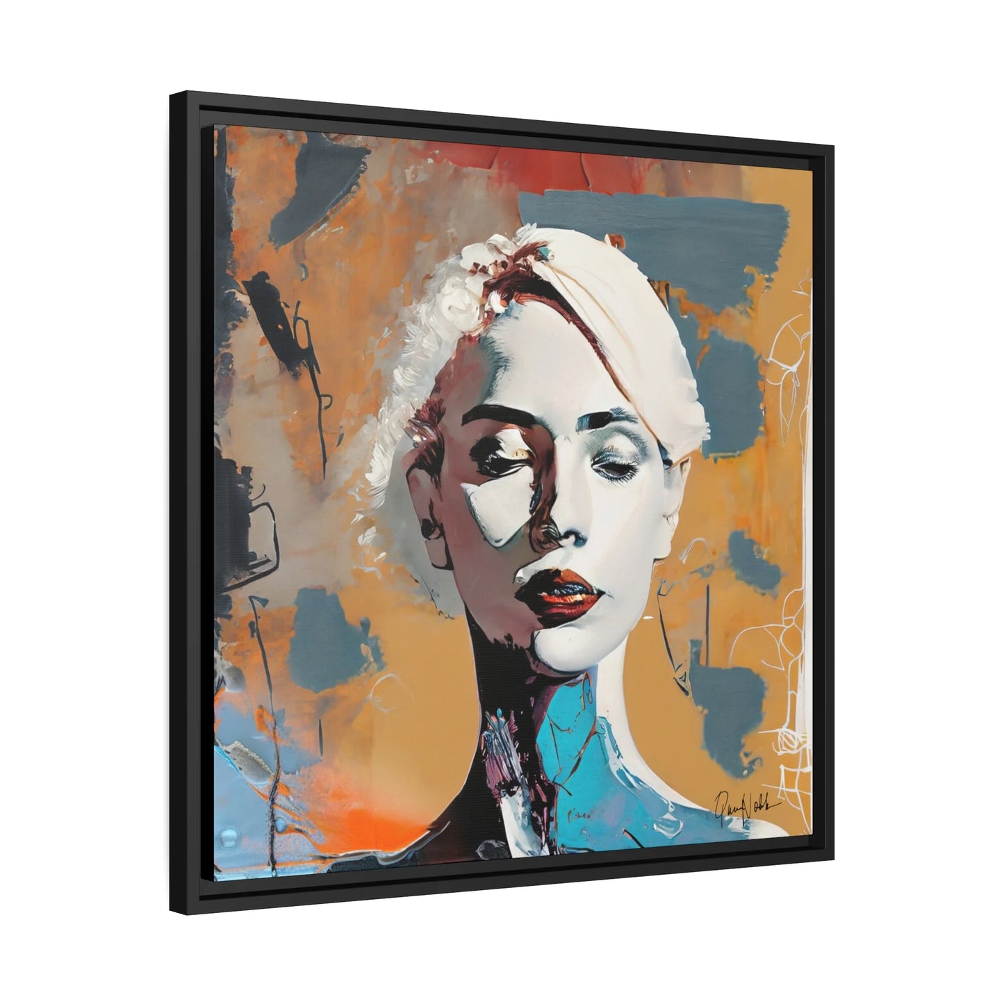 Abstract Portrait of a Woman - Framed Canvas Wall Art