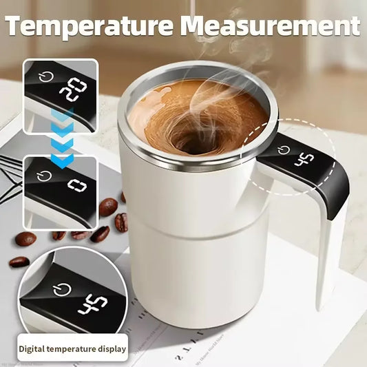 Automatic Self-Stirring Magnetic Coffee Mug - USB Rechargeable Smart Thermal Cup with LCD Screen, Food Safe Design