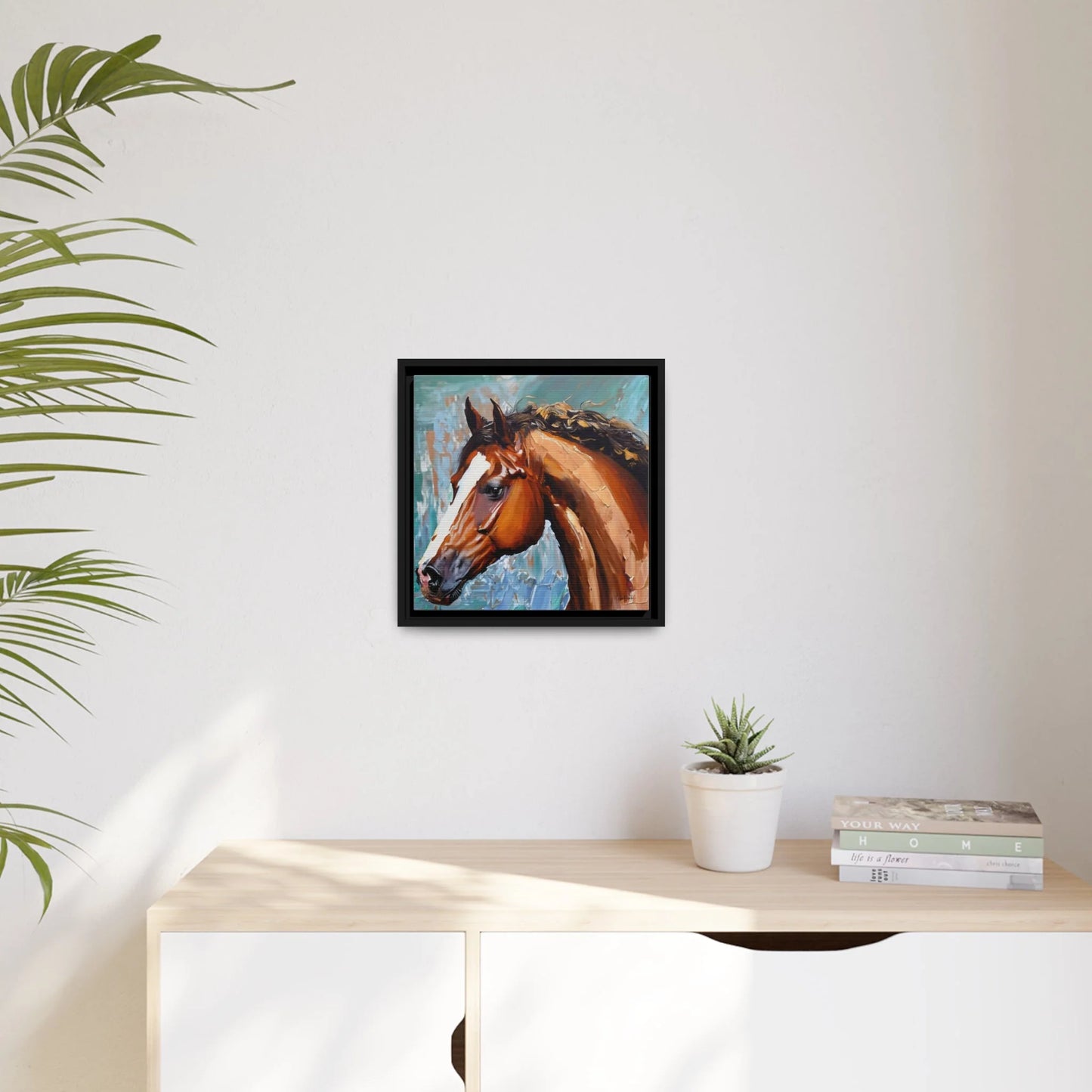 Brown Stallion Portrait Canvas Art by Queennoble