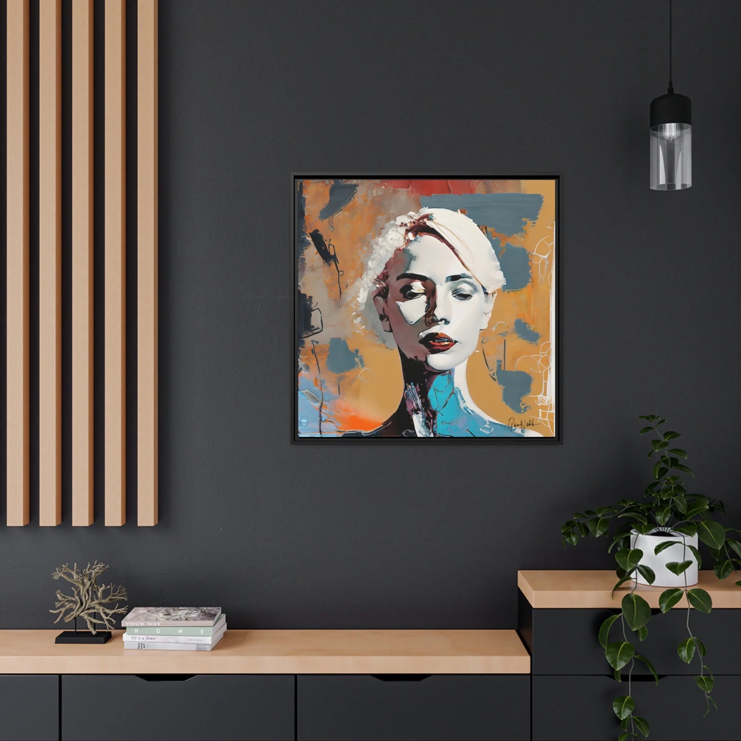 Abstract Portrait of a Woman - Framed Canvas Wall Art