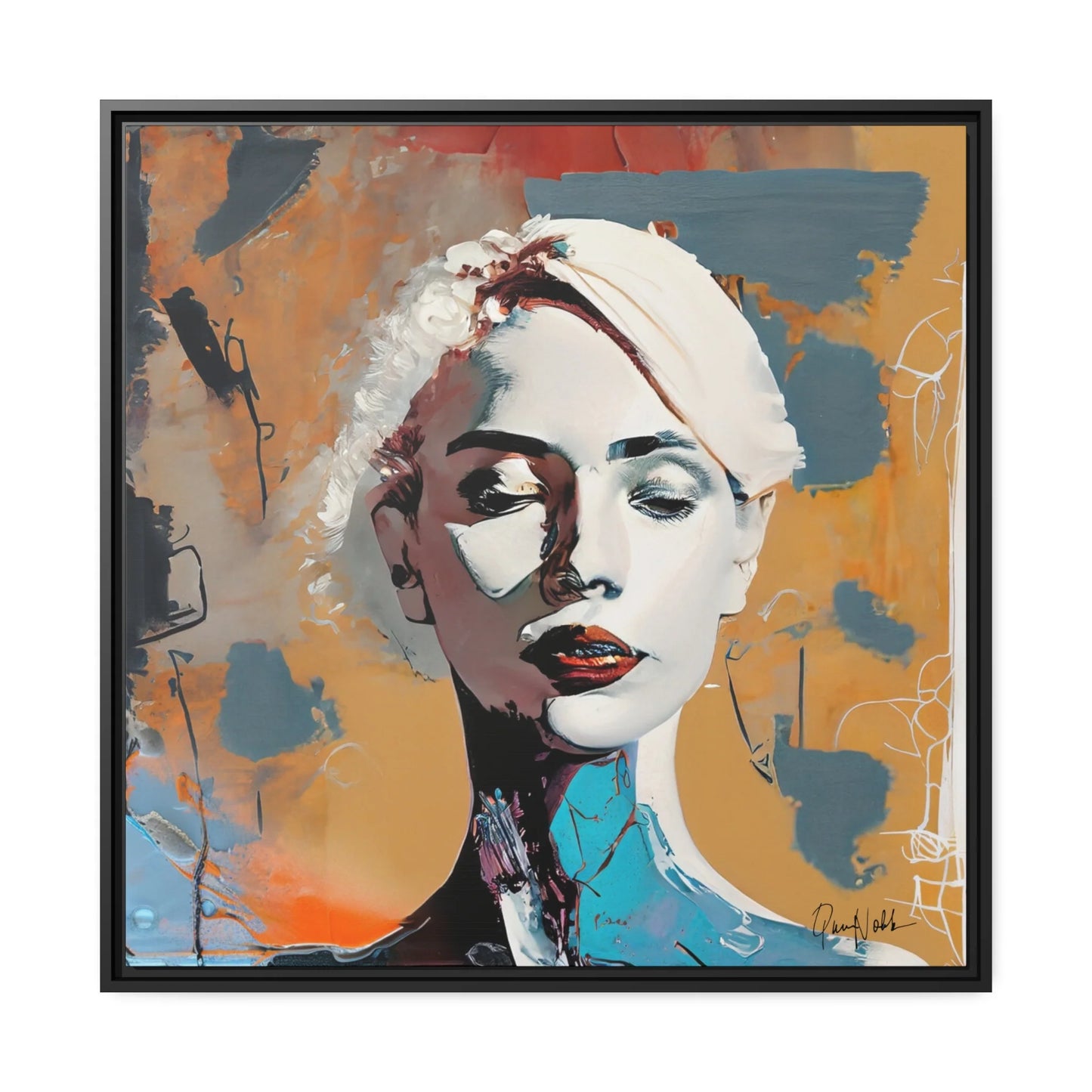 Abstract Portrait of a Woman - Framed Canvas Wall Art