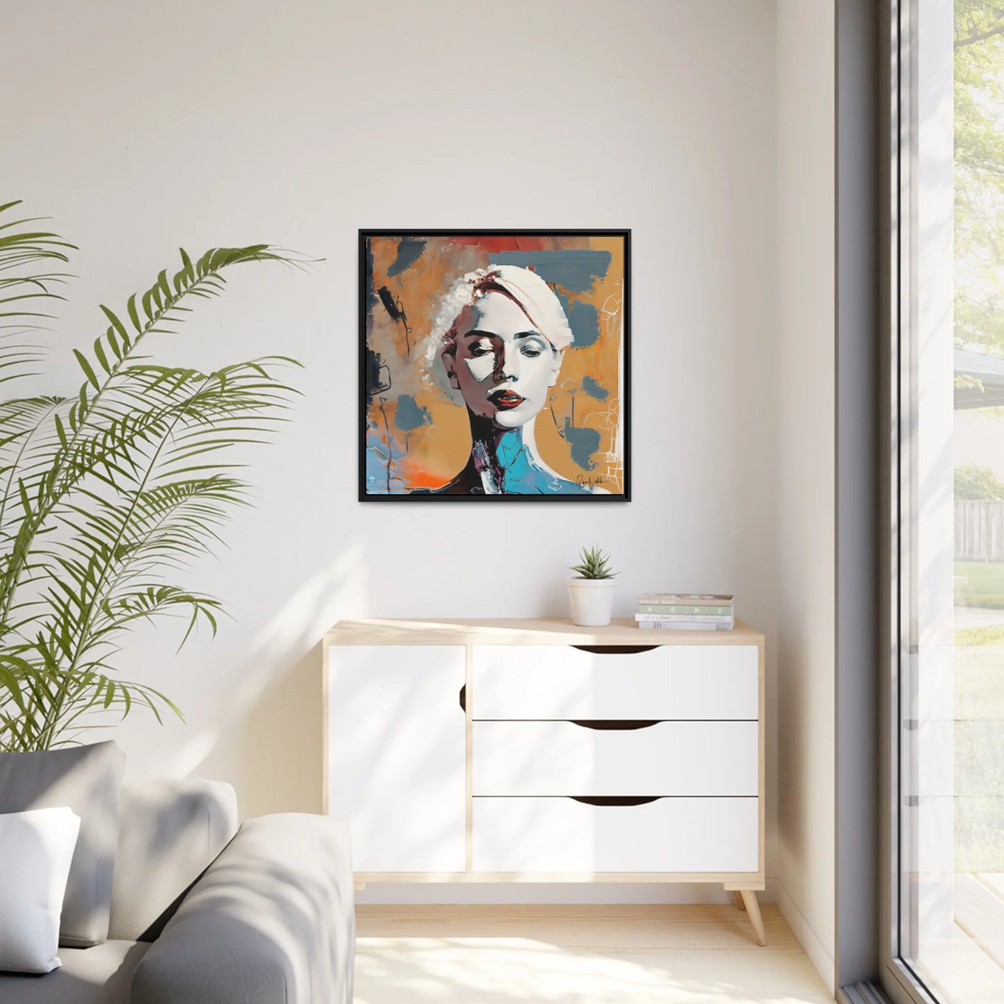 Abstract Portrait of a Woman - Framed Canvas Wall Art
