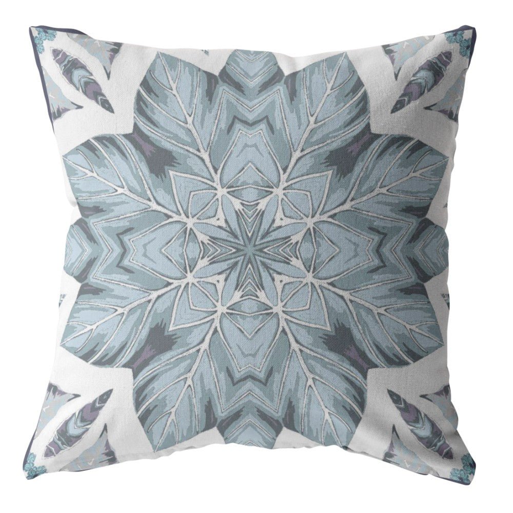18" Blue Floral Forest Zippered Suede Throw Pillow-2