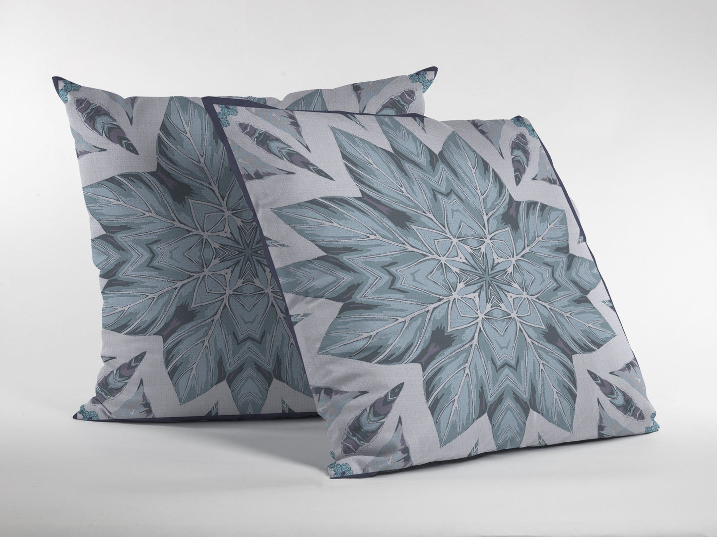 18" Blue Floral Forest Zippered Suede Throw Pillow-3