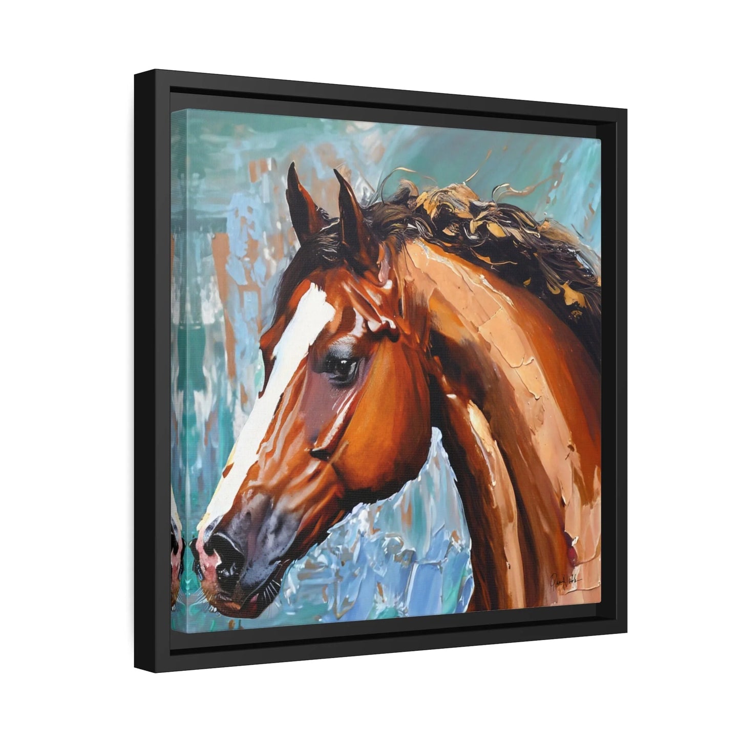 Brown Stallion Portrait Canvas Art by Queennoble