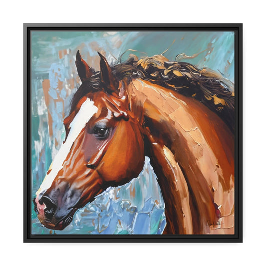 Brown Stallion Portrait Canvas Art by Queennoble