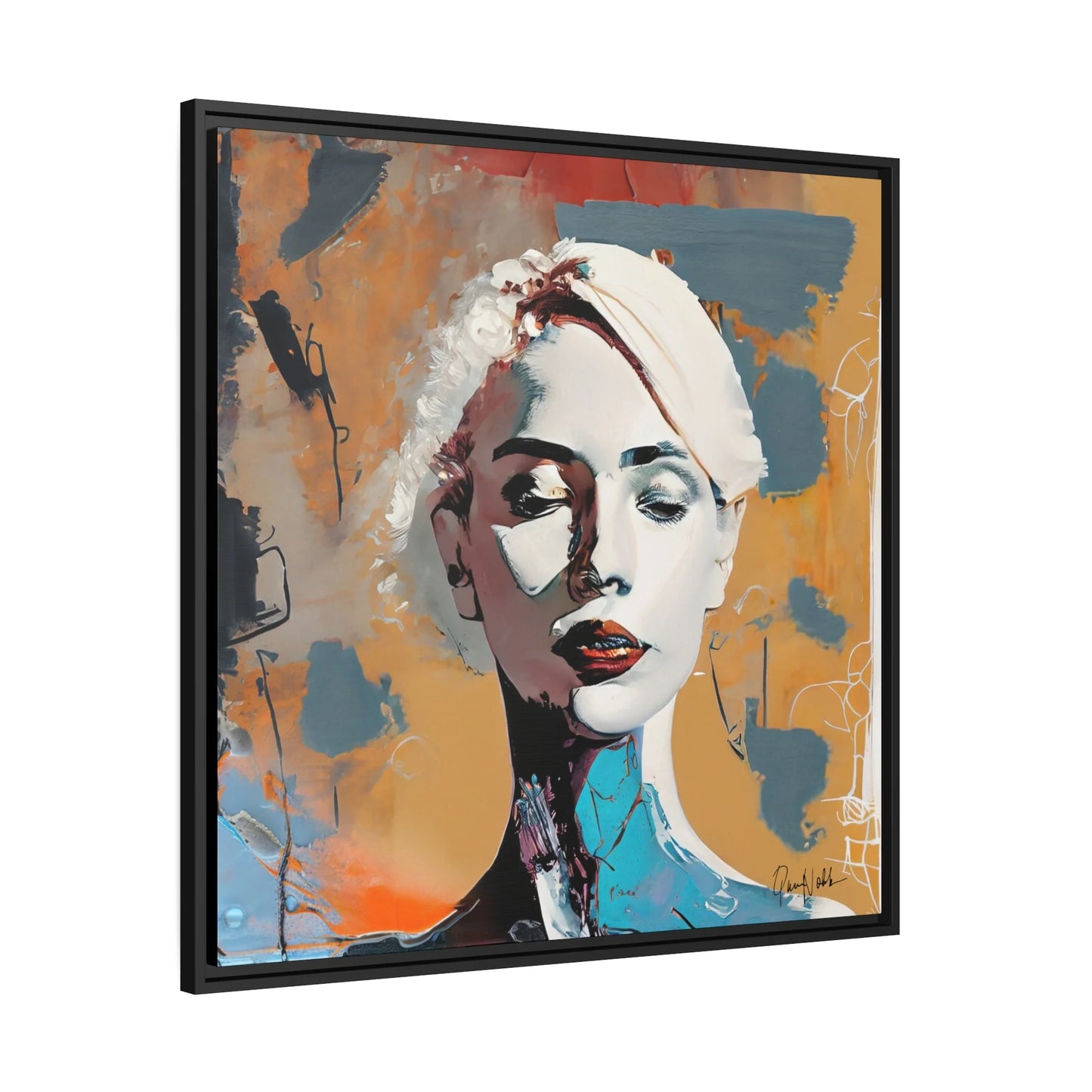 Abstract Portrait of a Woman - Framed Canvas Wall Art