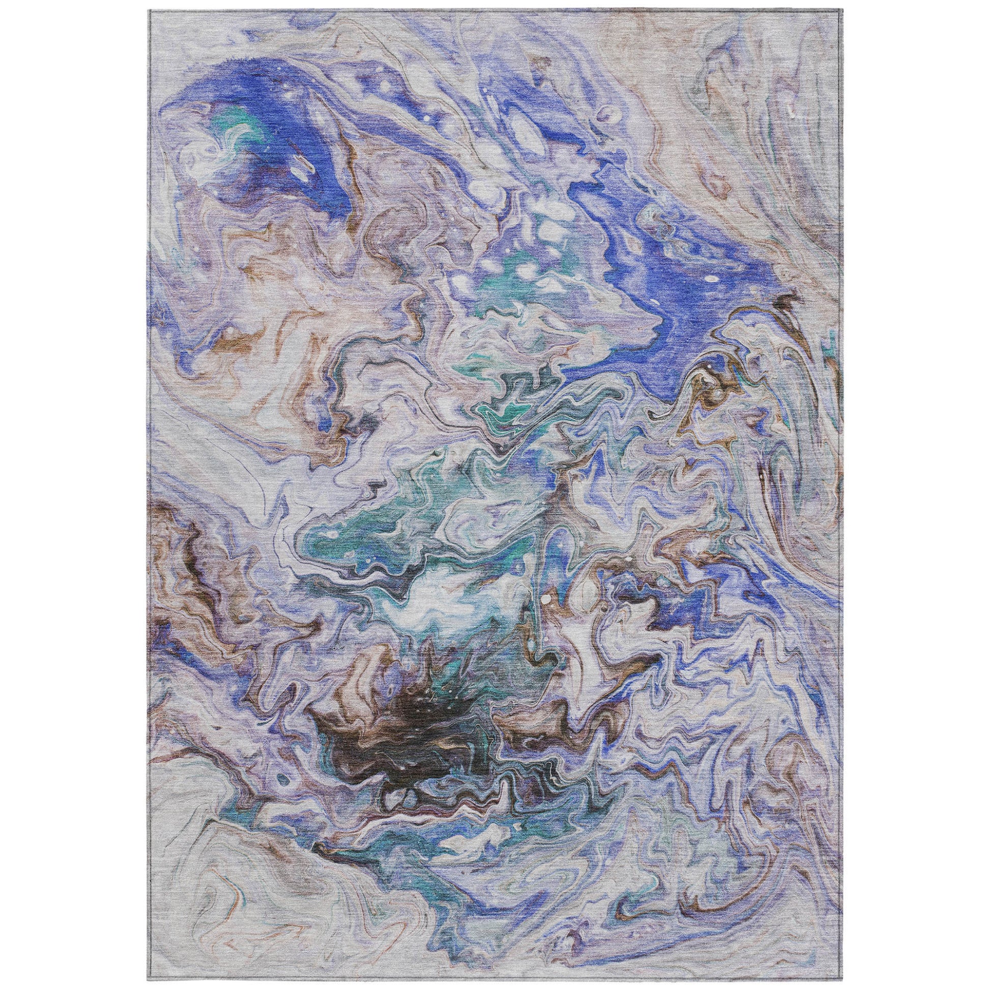9' X 12' Beige Blue And Taupe Abstract Washable Indoor Outdoor Area Rug-6