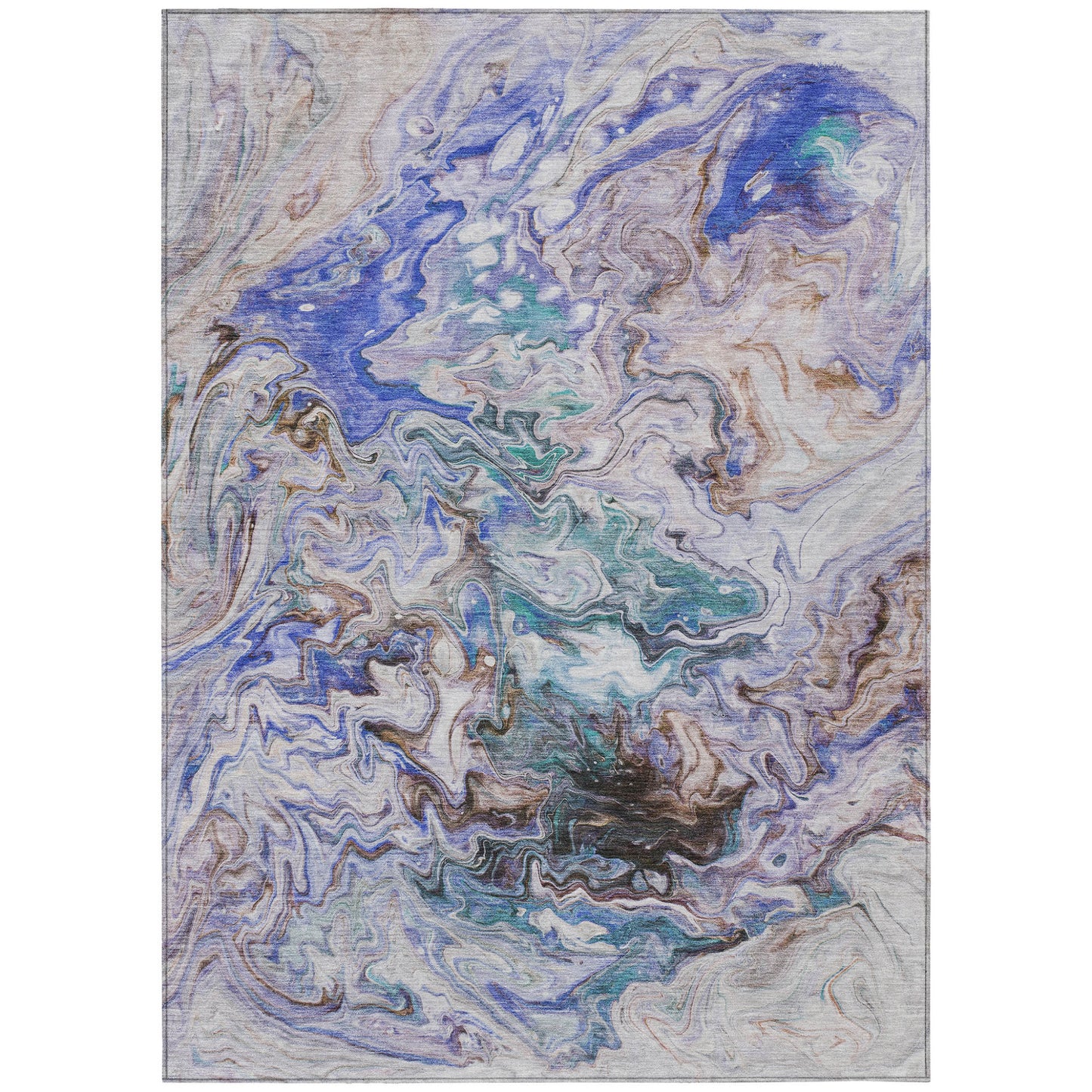 9' X 12' Beige Blue And Taupe Abstract Washable Indoor Outdoor Area Rug-1