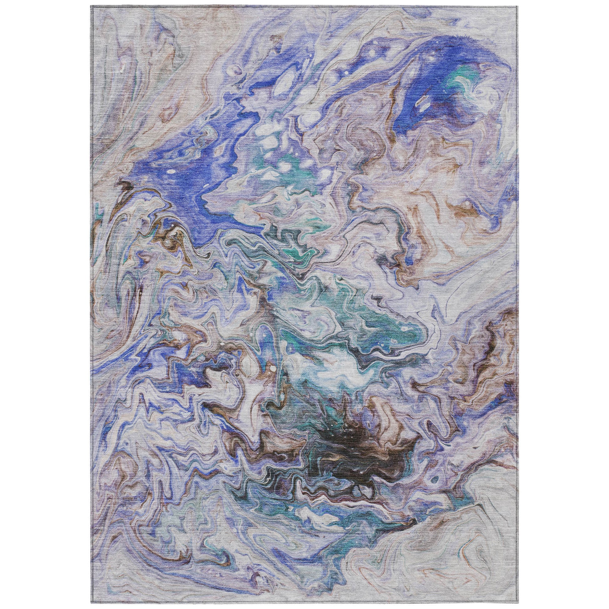 9' X 12' Beige Blue And Taupe Abstract Washable Indoor Outdoor Area Rug-1