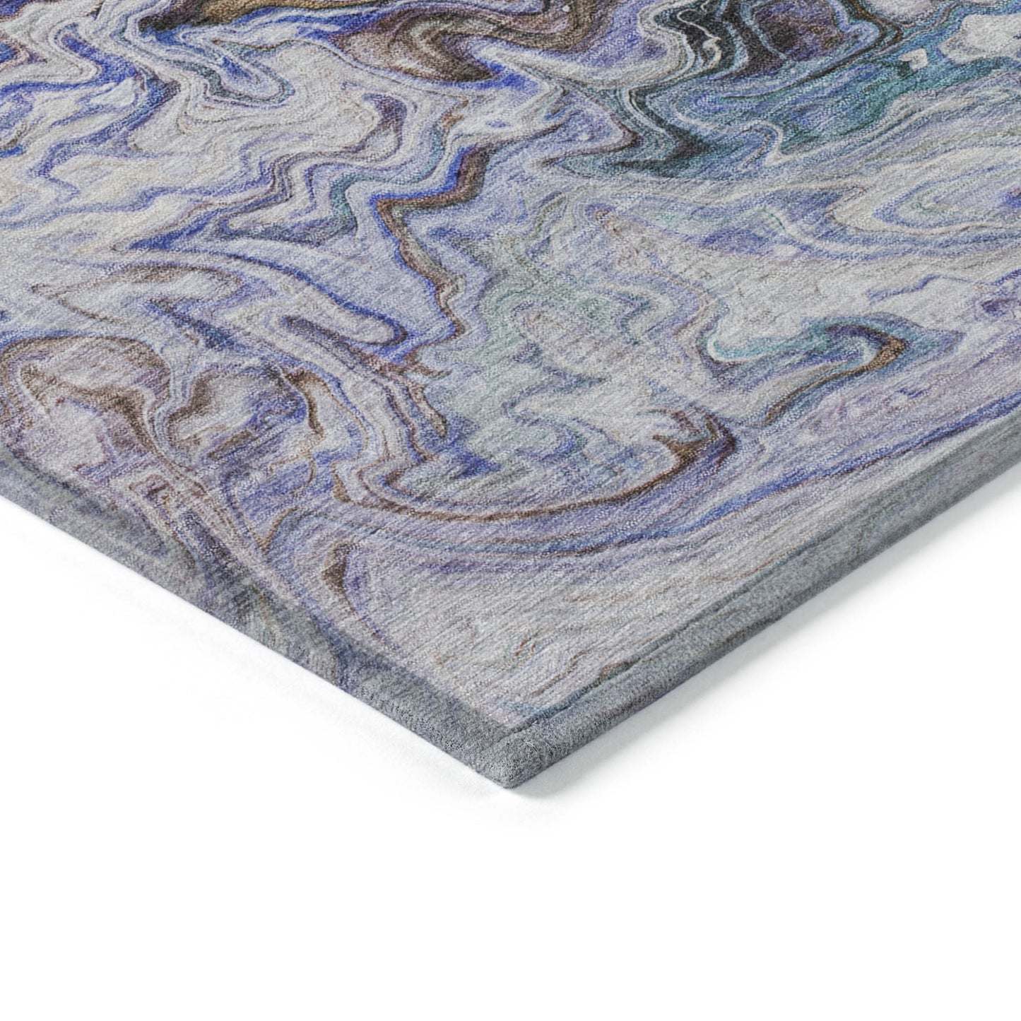 9' X 12' Beige Blue And Taupe Abstract Washable Indoor Outdoor Area Rug-4