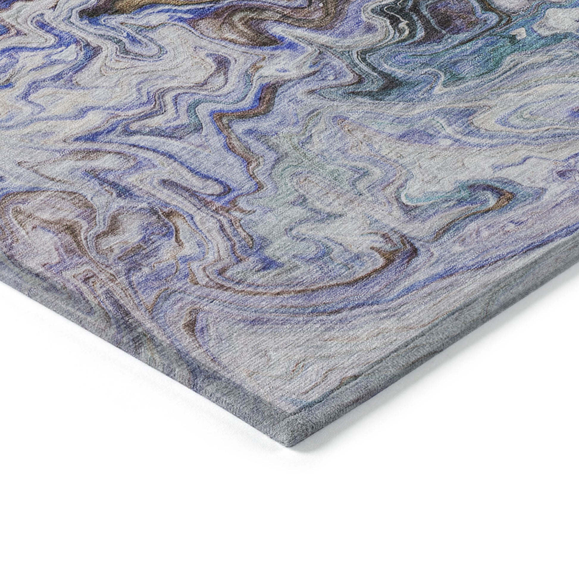 9' X 12' Beige Blue And Taupe Abstract Washable Indoor Outdoor Area Rug-4