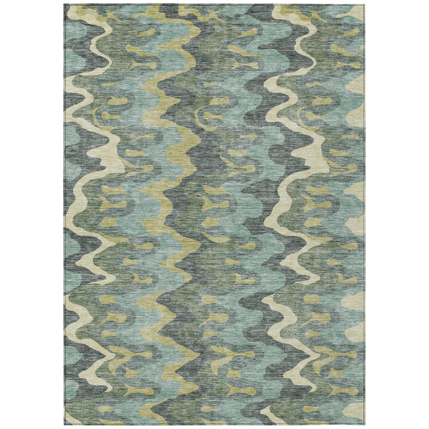 8' X 10' Sage And Artichoke Green Abstract Washable Indoor Outdoor Area Rug-1
