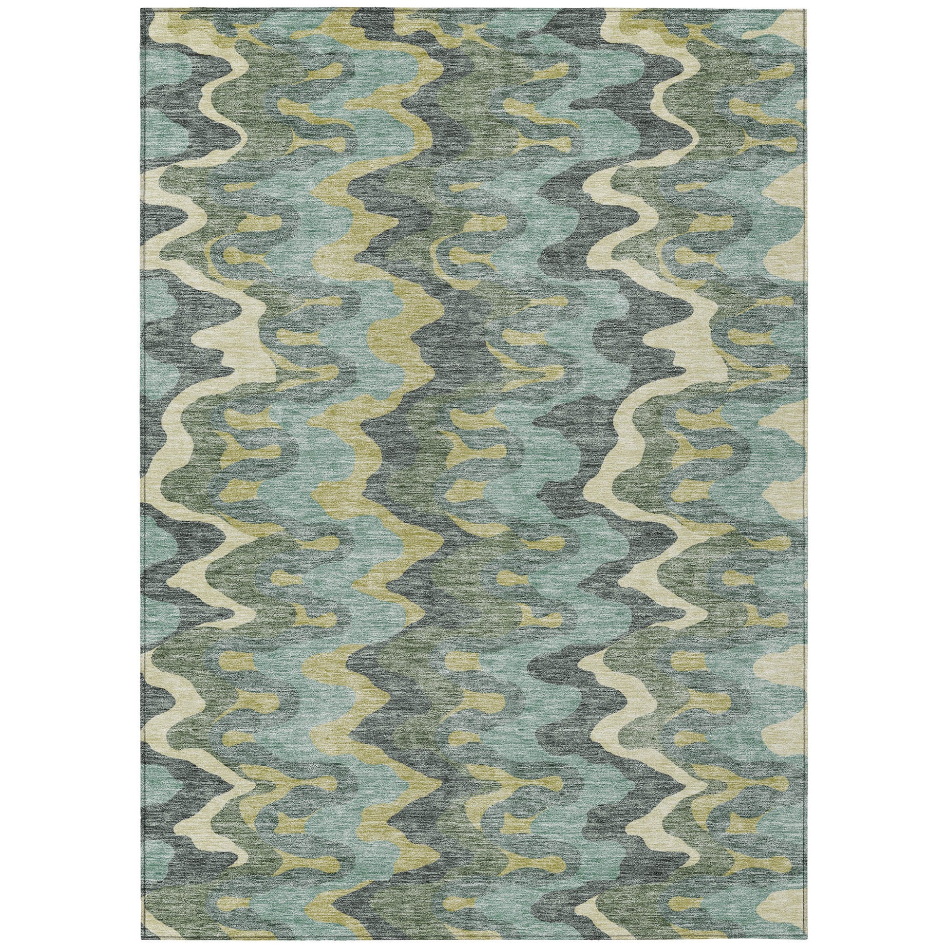 8' X 10' Sage And Artichoke Green Abstract Washable Indoor Outdoor Area Rug-1