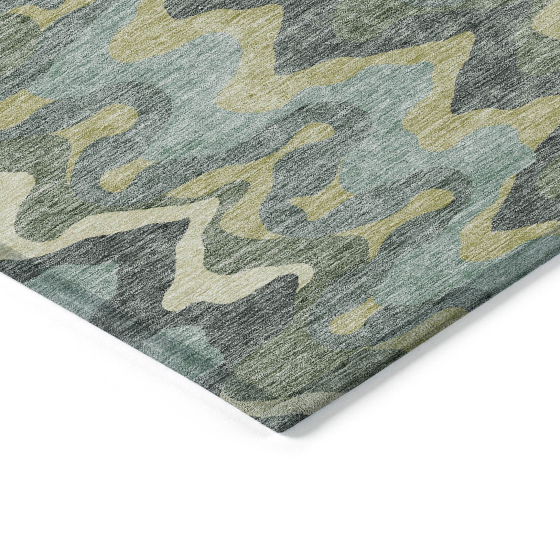 8' X 10' Sage And Artichoke Green Abstract Washable Indoor Outdoor Area Rug-3