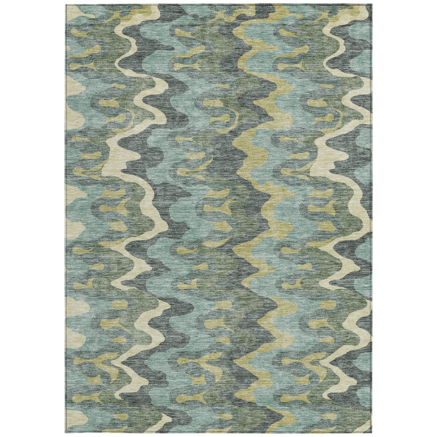 8' X 10' Sage And Artichoke Green Abstract Washable Indoor Outdoor Area Rug-5