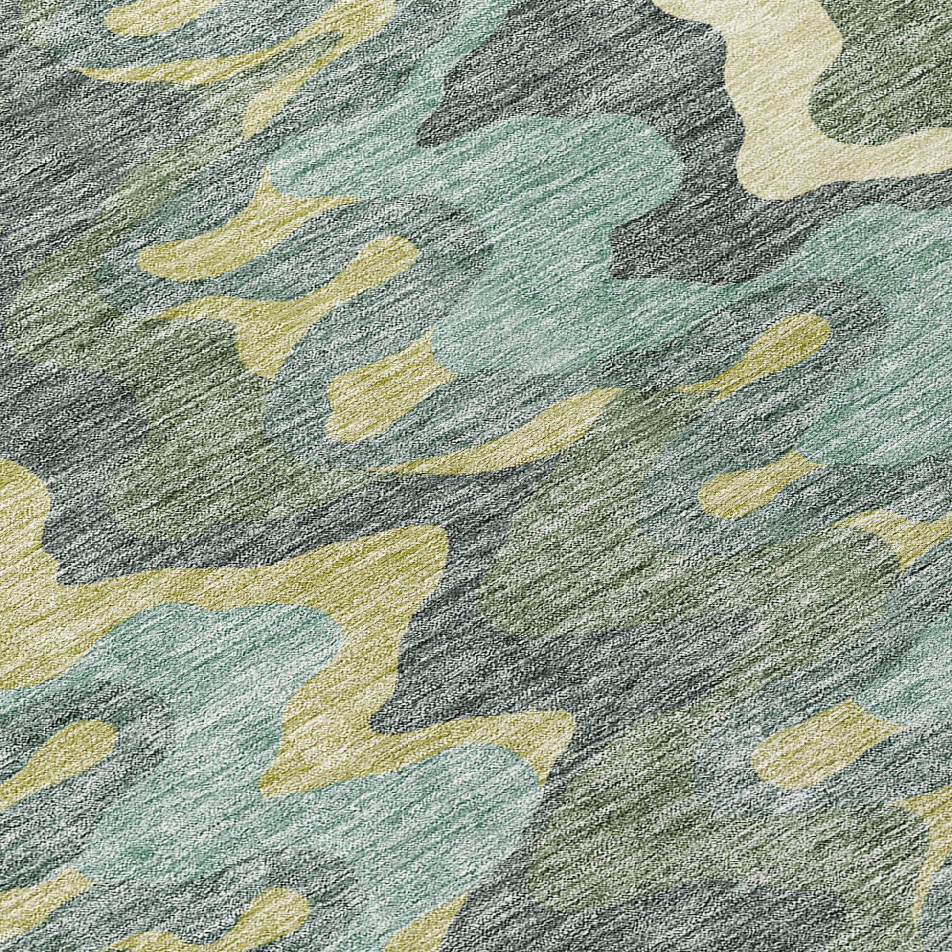 8' X 10' Sage And Artichoke Green Abstract Washable Indoor Outdoor Area Rug-4