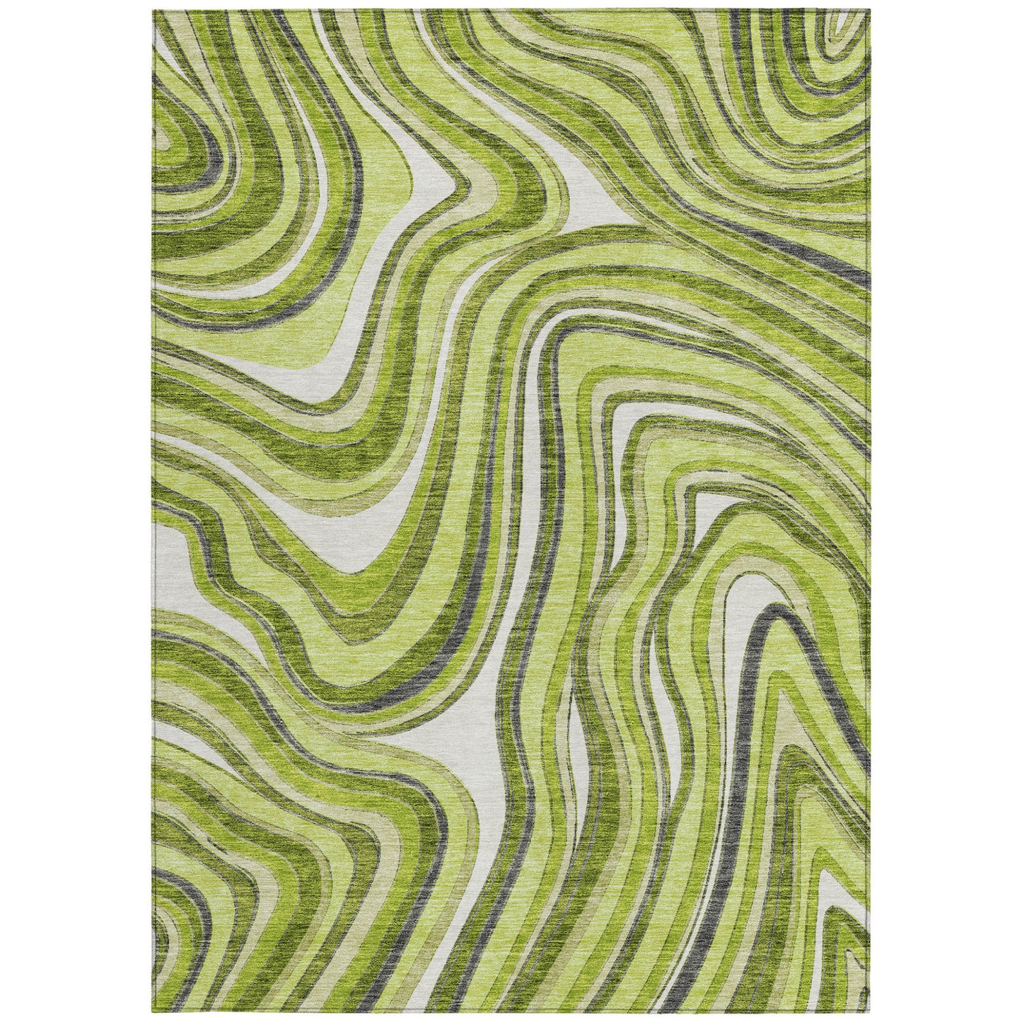 3' X 5' Lime Green And Charcoal Abstract Washable Indoor Outdoor Area Rug-5