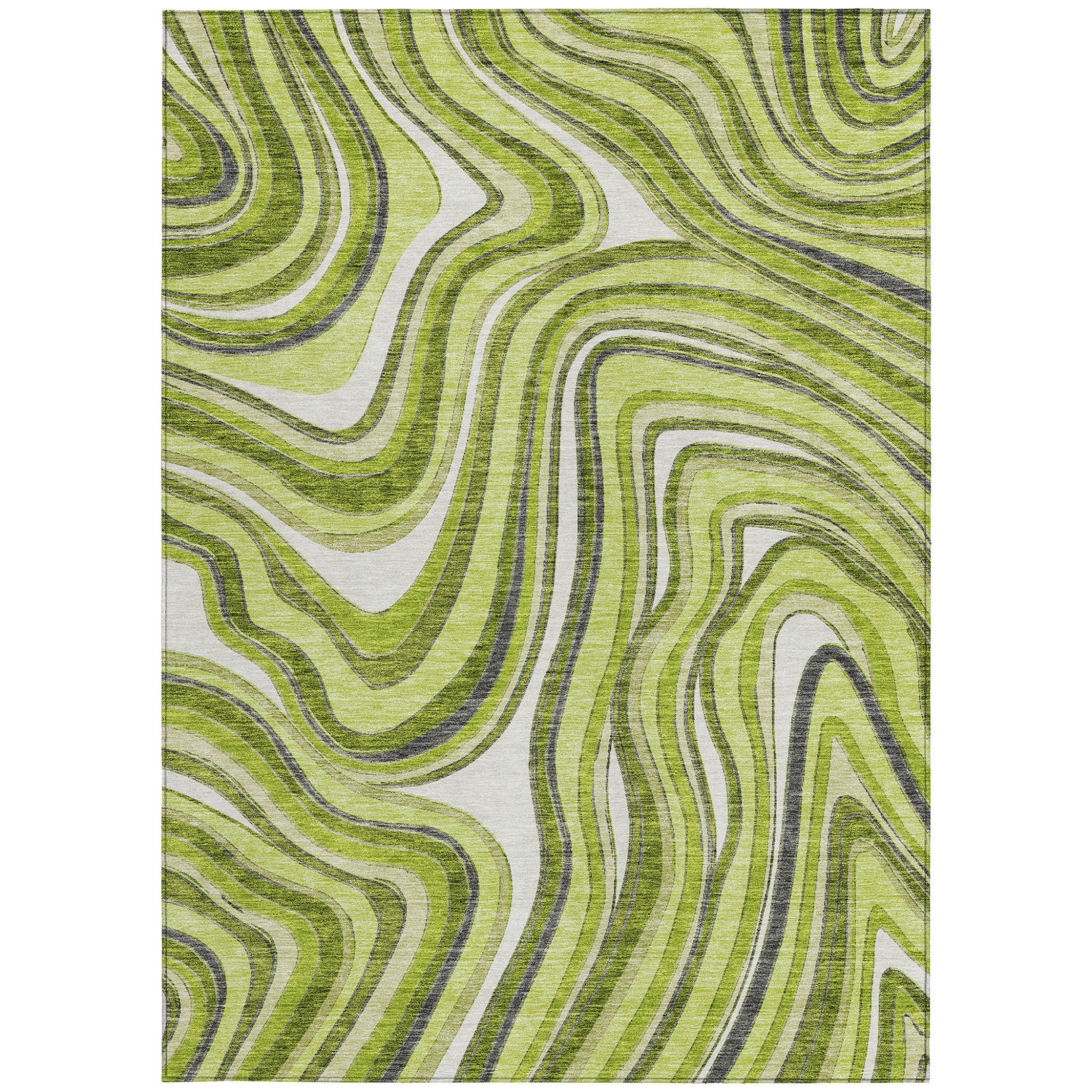 3' X 5' Lime Green And Charcoal Abstract Washable Indoor Outdoor Area Rug-5