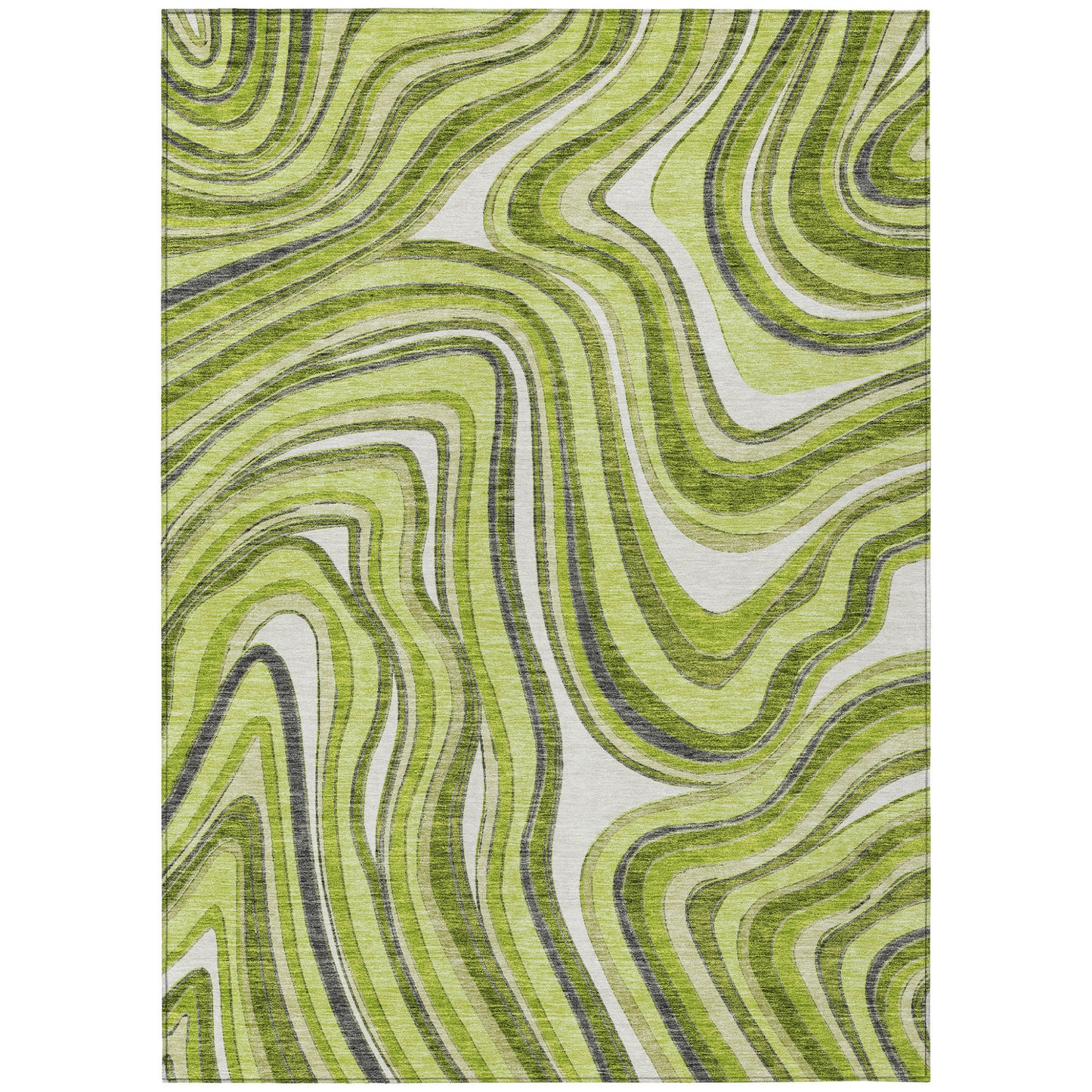 3' X 5' Lime Green And Charcoal Abstract Washable Indoor Outdoor Area Rug-1