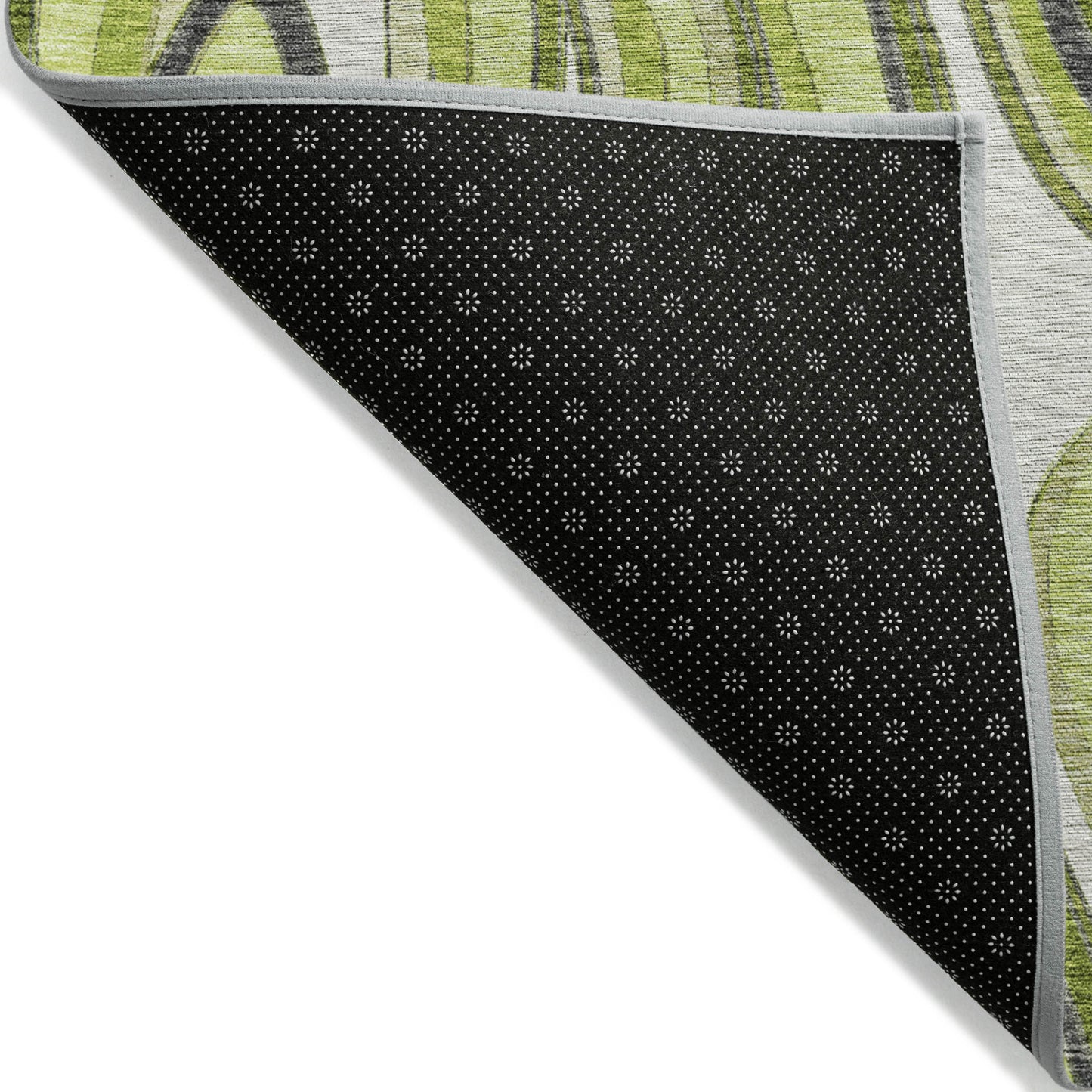 3' X 5' Lime Green And Charcoal Abstract Washable Indoor Outdoor Area Rug-3