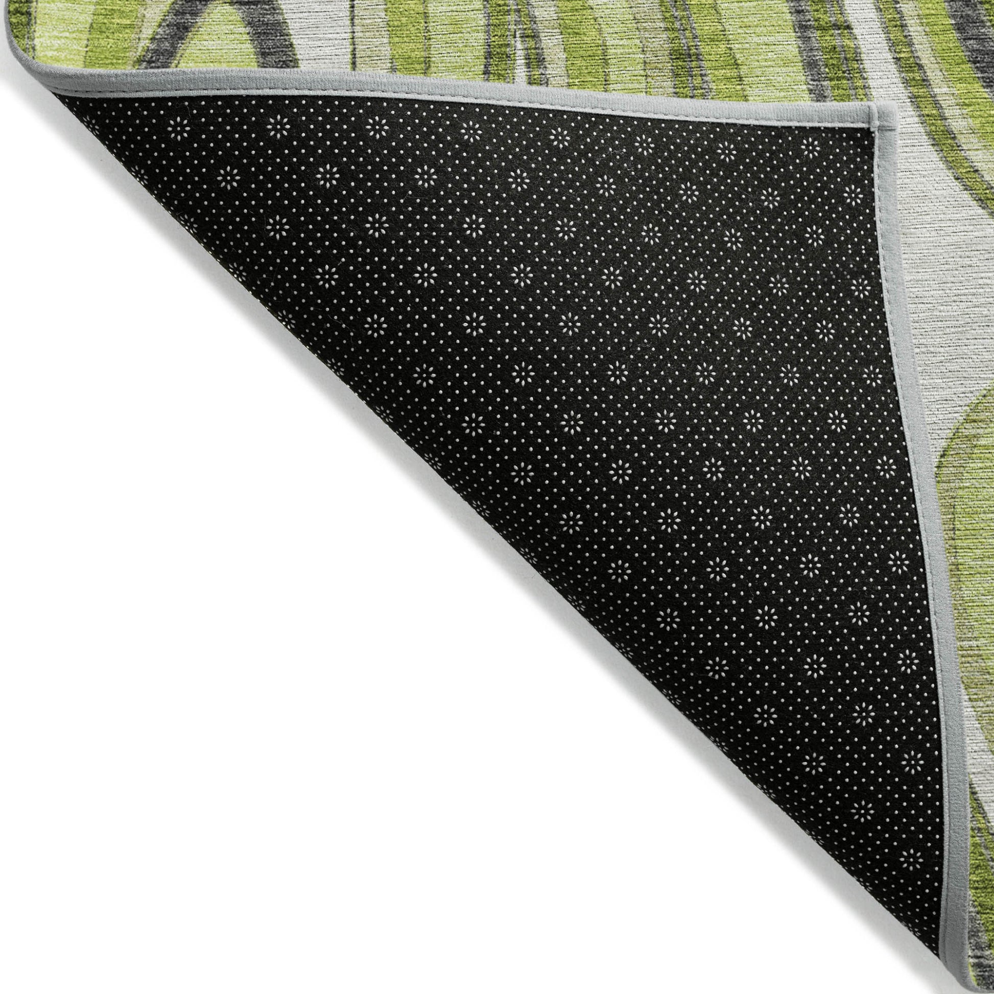 3' X 5' Lime Green And Charcoal Abstract Washable Indoor Outdoor Area Rug-3