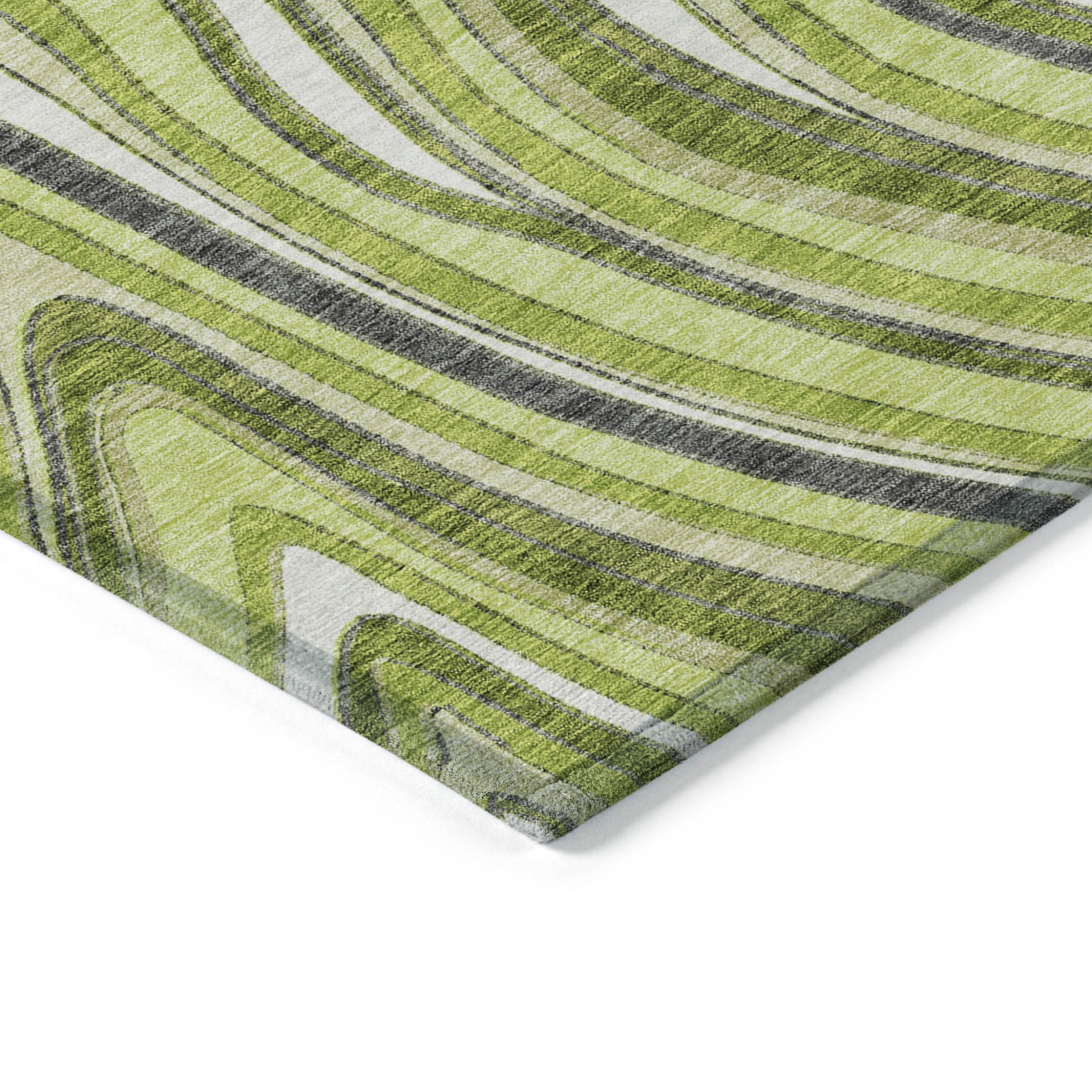 3' X 5' Lime Green And Charcoal Abstract Washable Indoor Outdoor Area Rug-2
