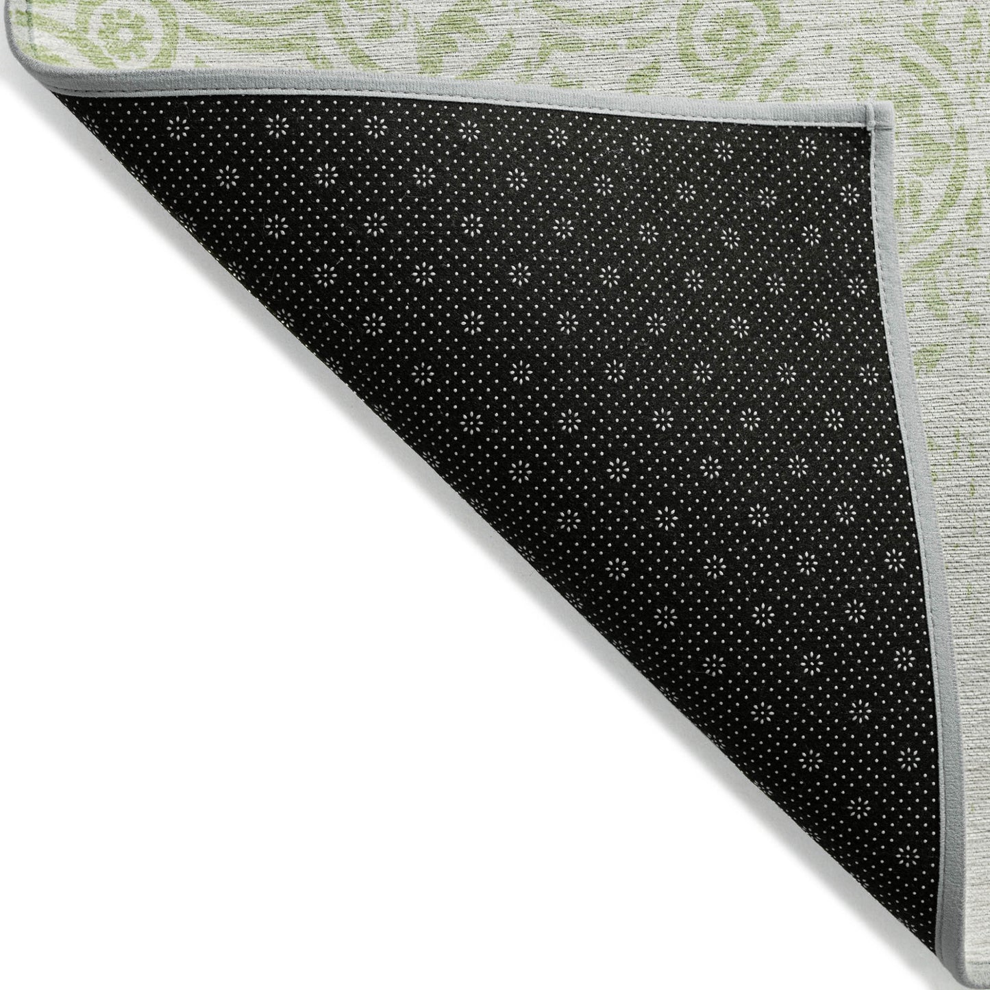 3' X 5' Artichoke Green And Ivory Medallion Washable Indoor Outdoor Area Rug-2