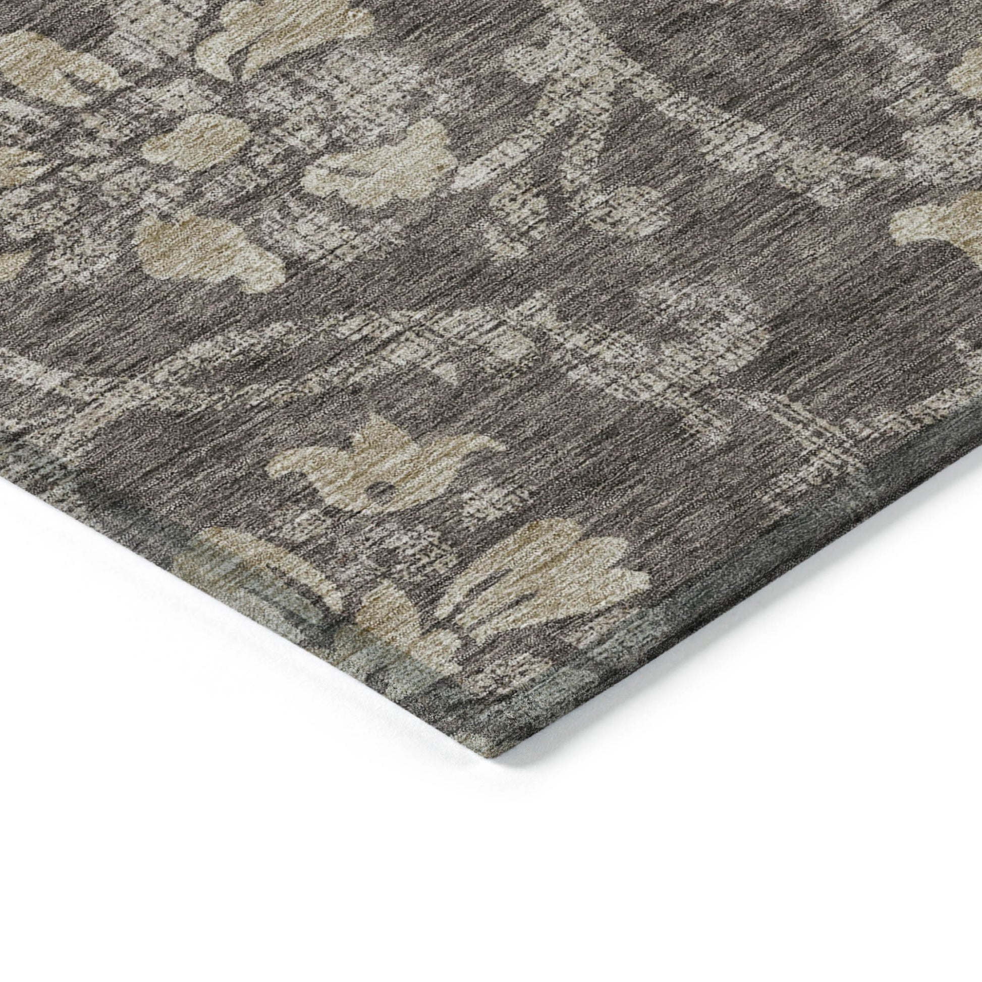 10' X 14' Brown Beige And Taupe Floral Washable Indoor Outdoor Area Rug-4