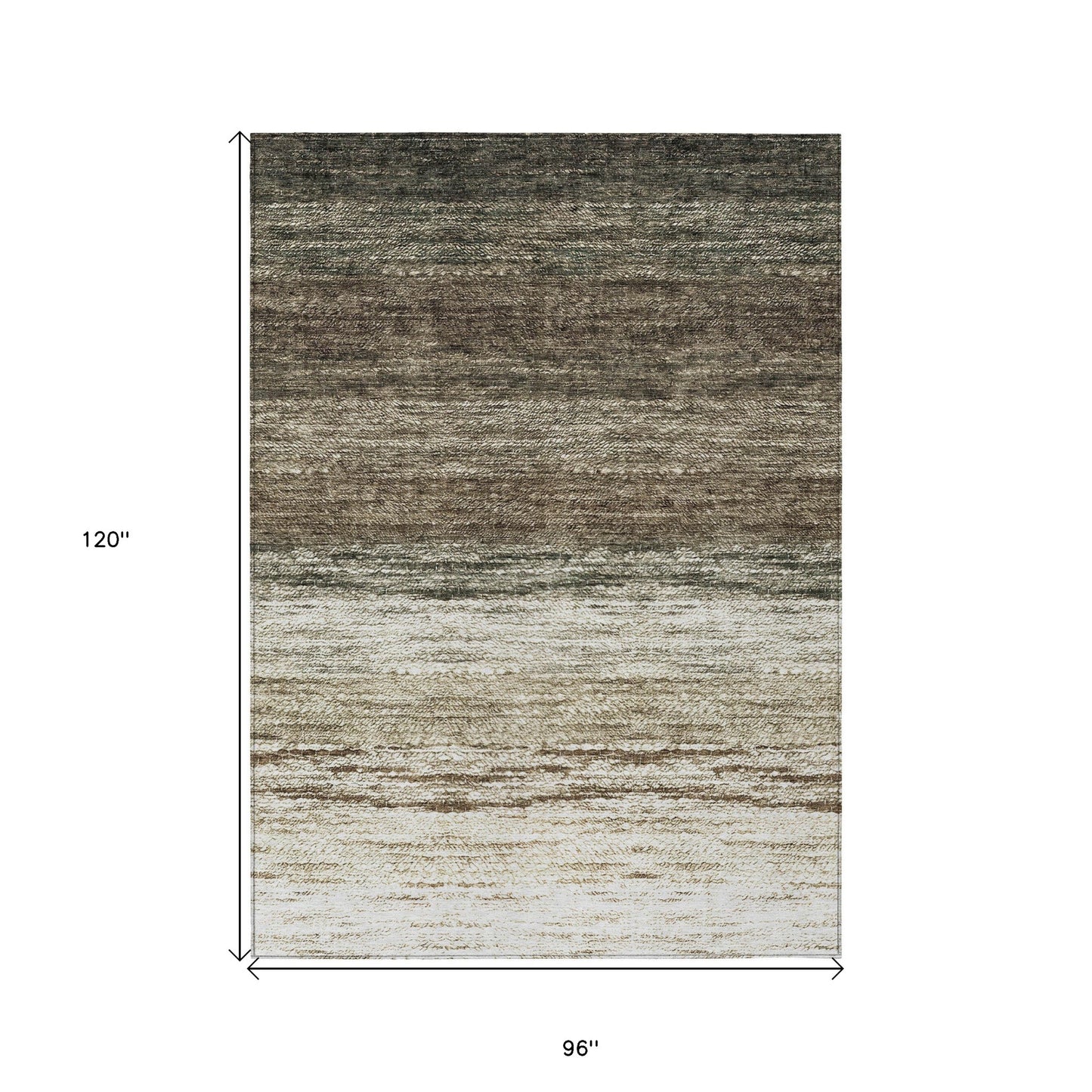 8' X 10' Brown Beige And Tan Ombre Washable Indoor Outdoor Area Rug-2