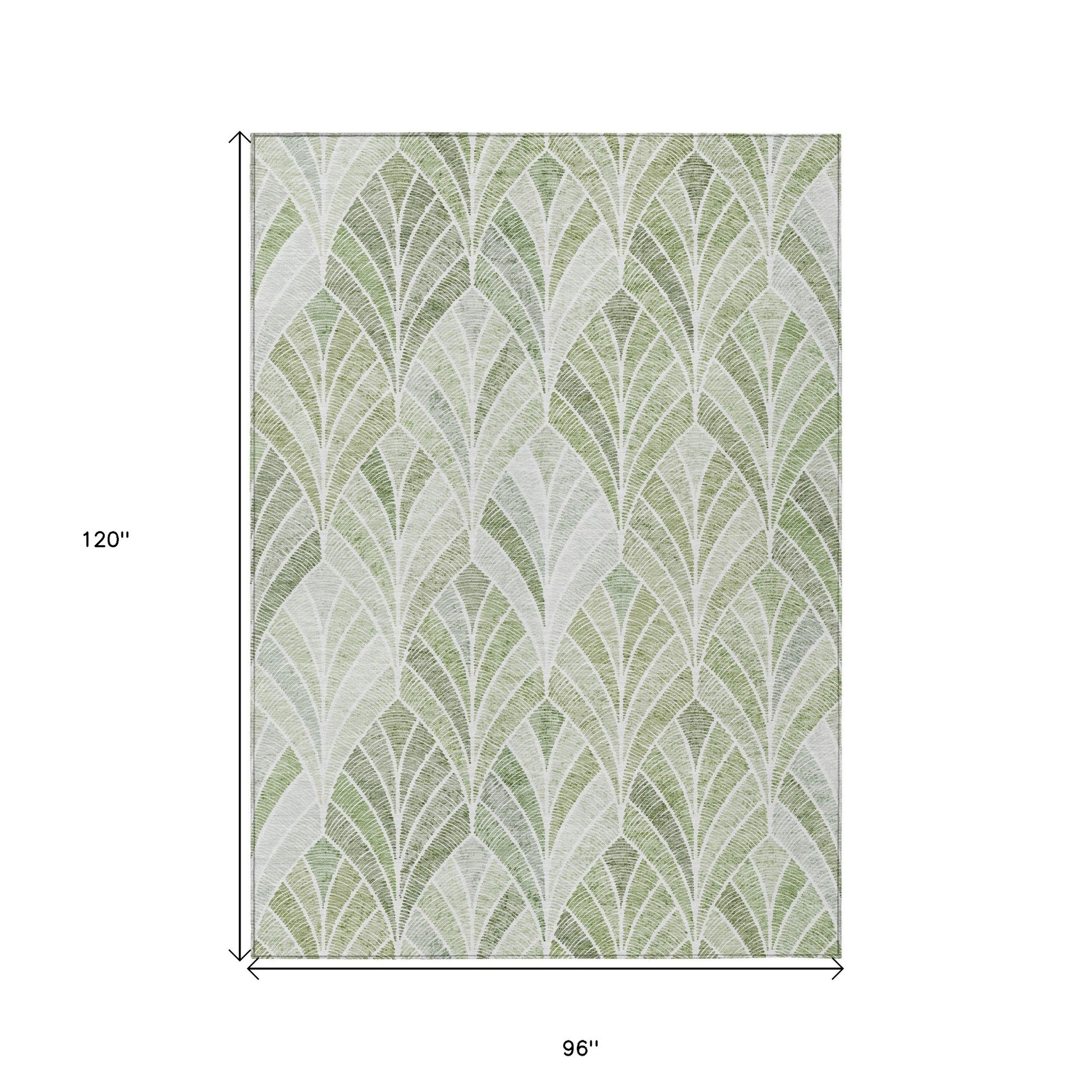 8' X 10' Sage Artichoke Green And Mint Green Geometric Washable Indoor Outdoor Area Rug-2