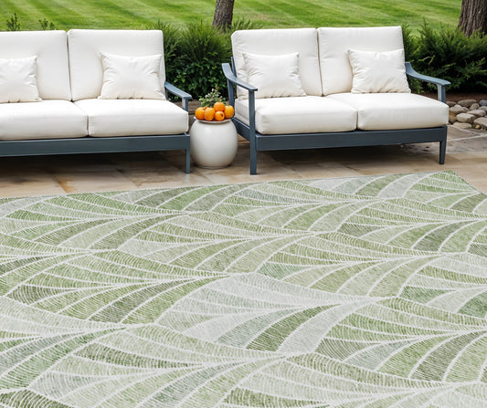 8' X 10' Sage Artichoke Green And Mint Green Geometric Washable Indoor Outdoor Area Rug-0