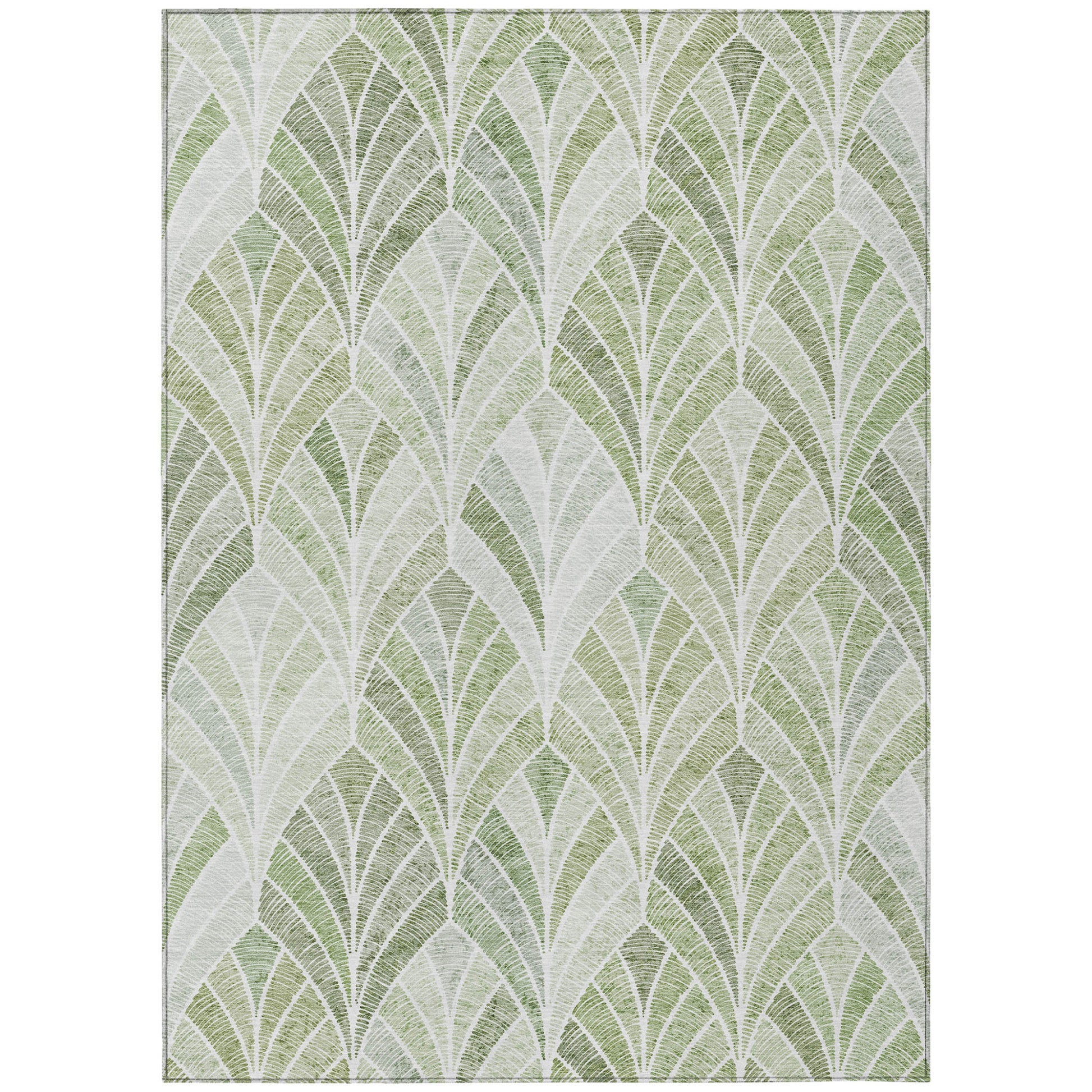 8' X 10' Sage Artichoke Green And Mint Green Geometric Washable Indoor Outdoor Area Rug-1
