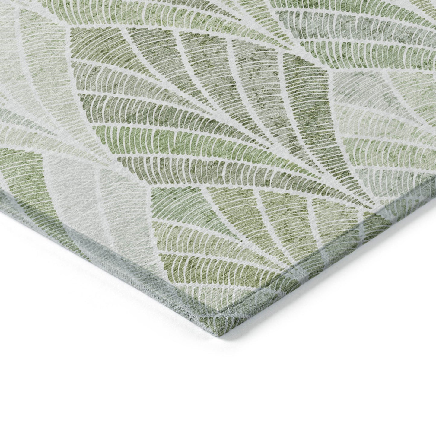 8' X 10' Sage Artichoke Green And Mint Green Geometric Washable Indoor Outdoor Area Rug-4