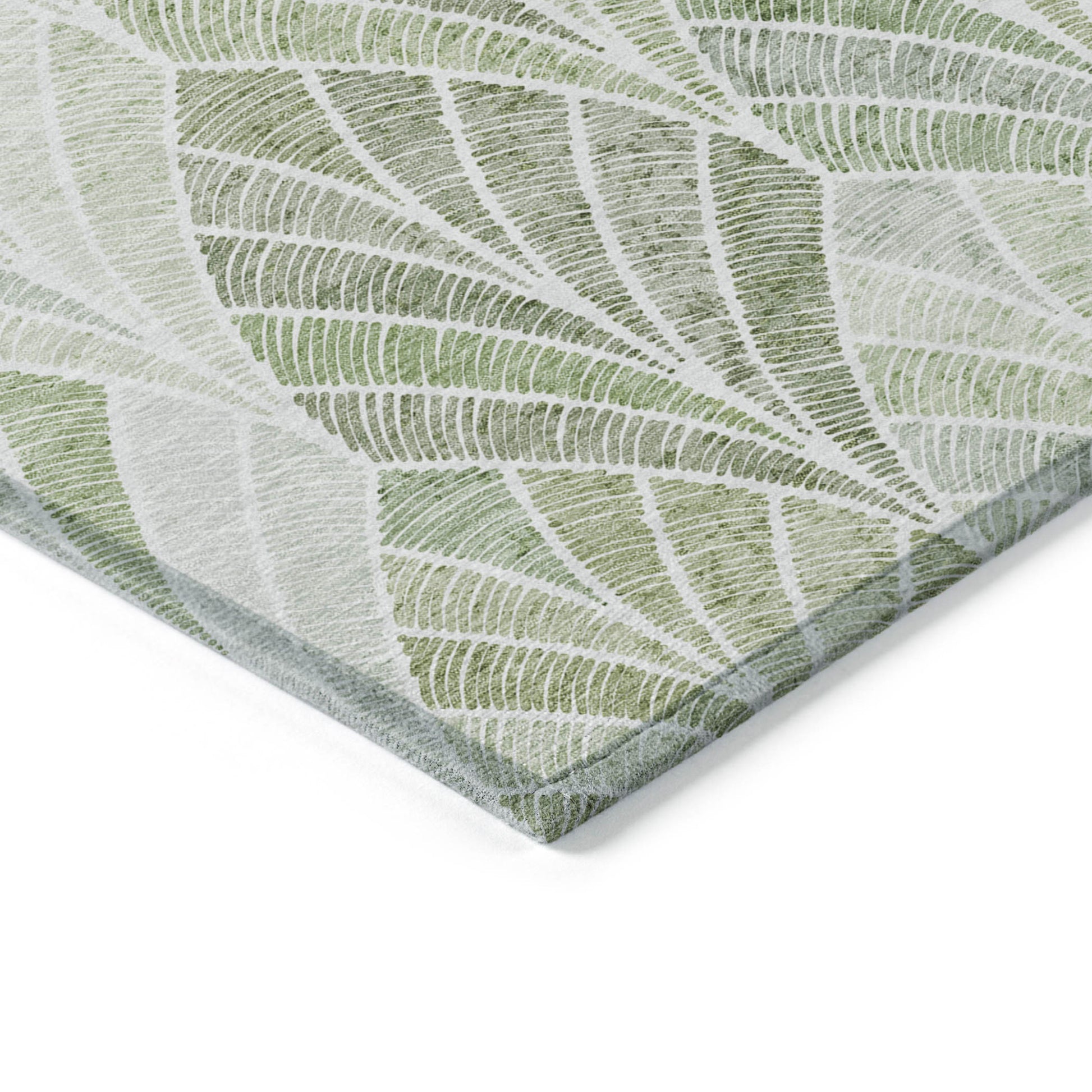 8' X 10' Sage Artichoke Green And Mint Green Geometric Washable Indoor Outdoor Area Rug-4