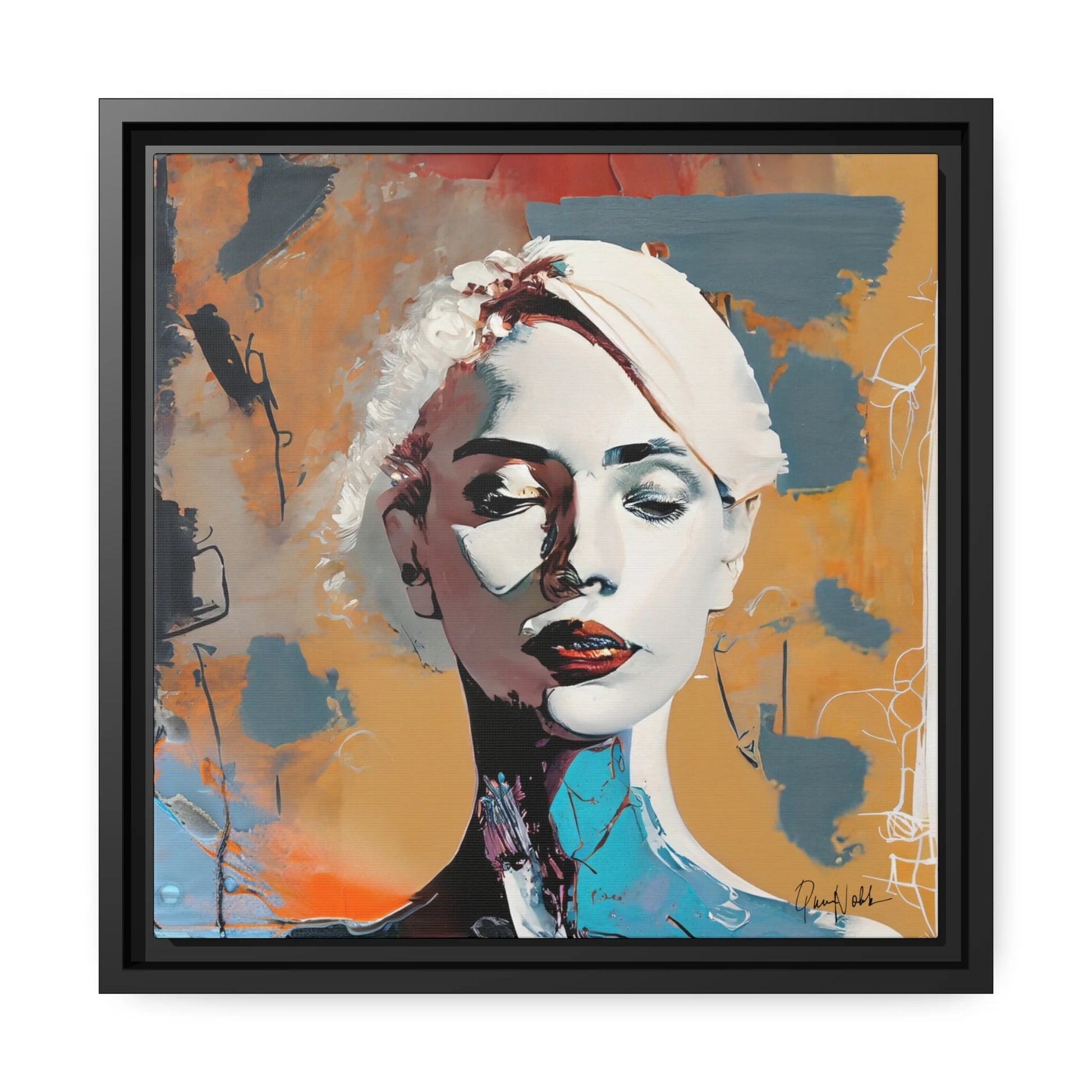 Abstract Portrait of a Woman - Framed Canvas Wall Art