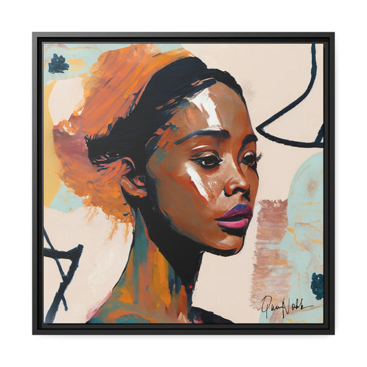 Elegant Framed Canvas Wall Art Featuring a Portrait of an African Woman