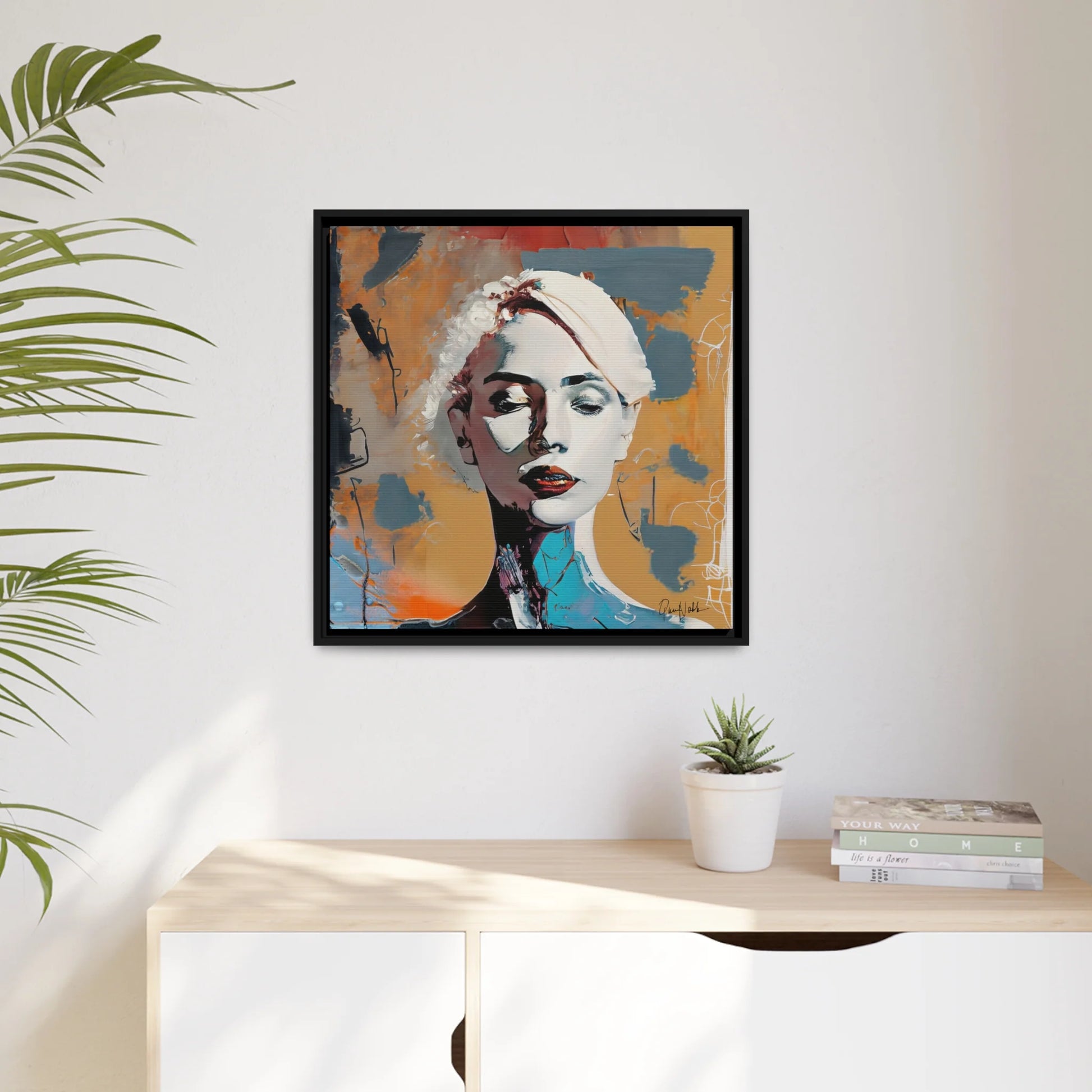 Abstract Portrait of a Woman - Framed Canvas Wall Art