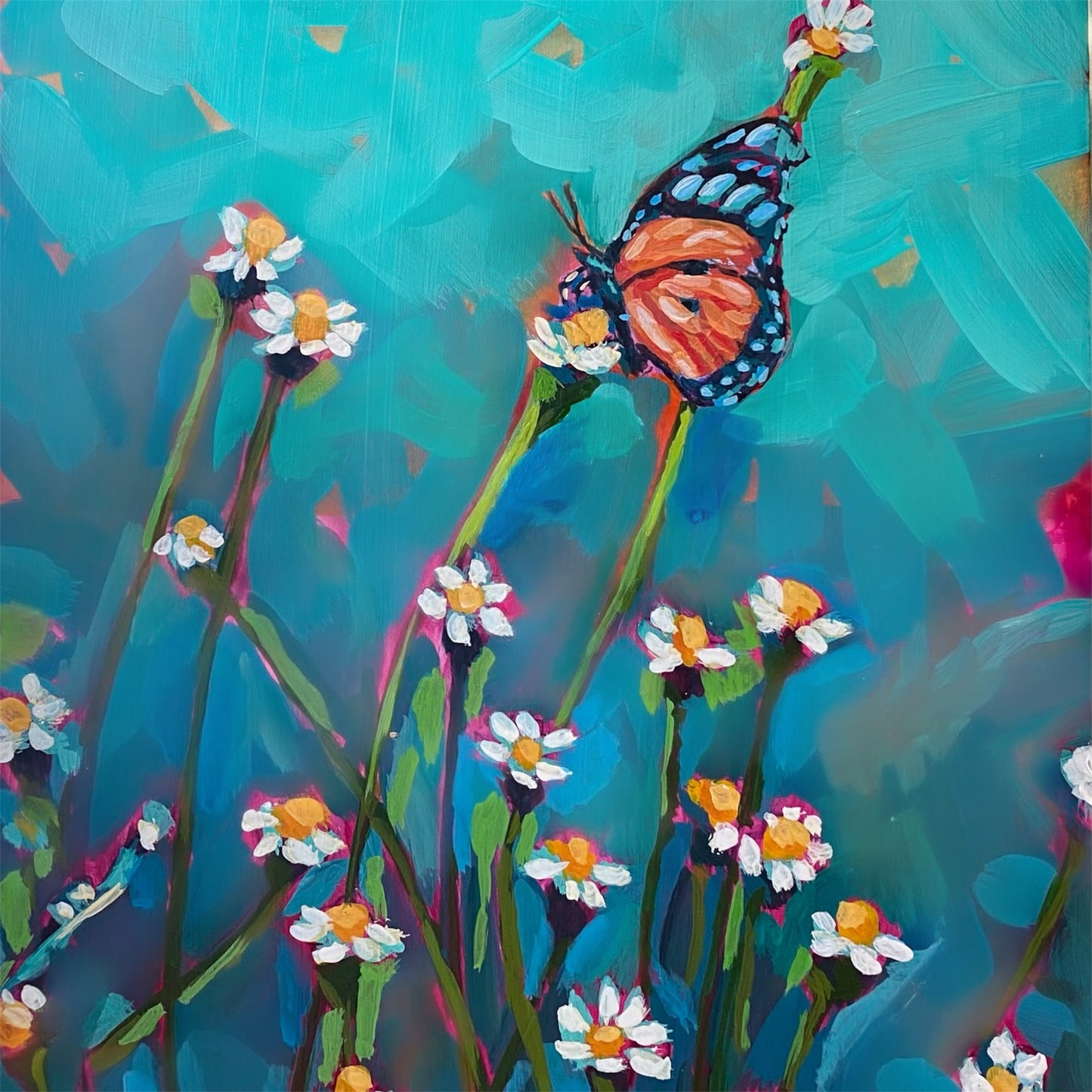 Colorful Original Butterfly Acrylic Painting by Emily Wise